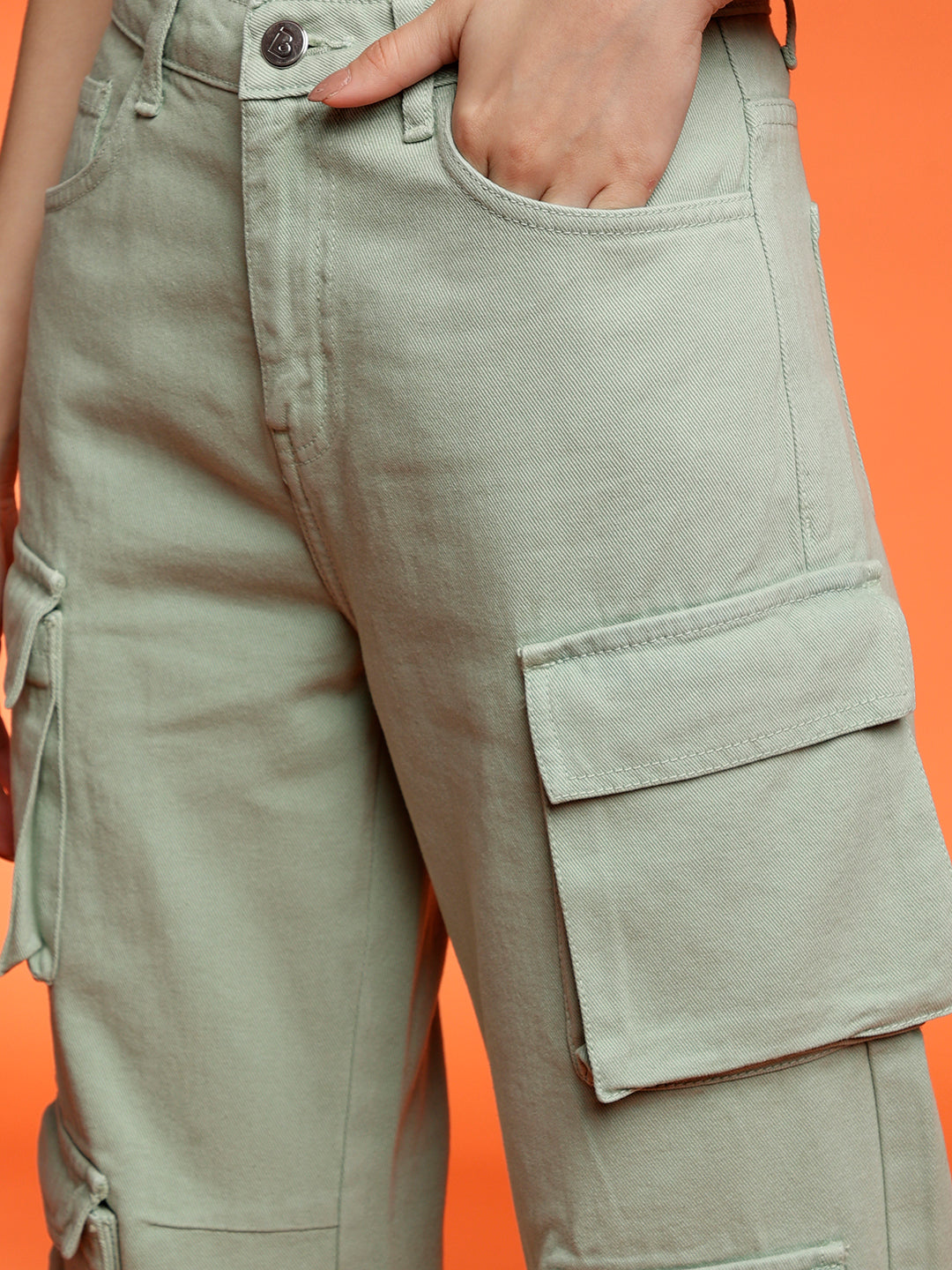 Baggy Cargo Fit Light Green Jeans
