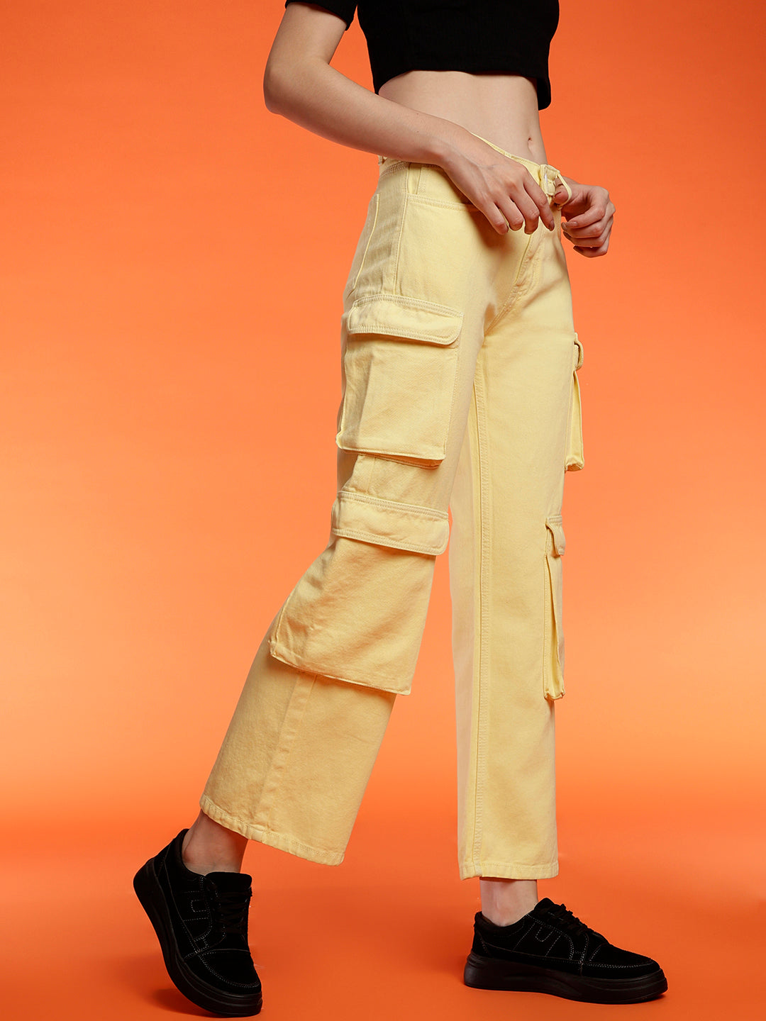 Women's Baggy cargo fit Yellow jeans