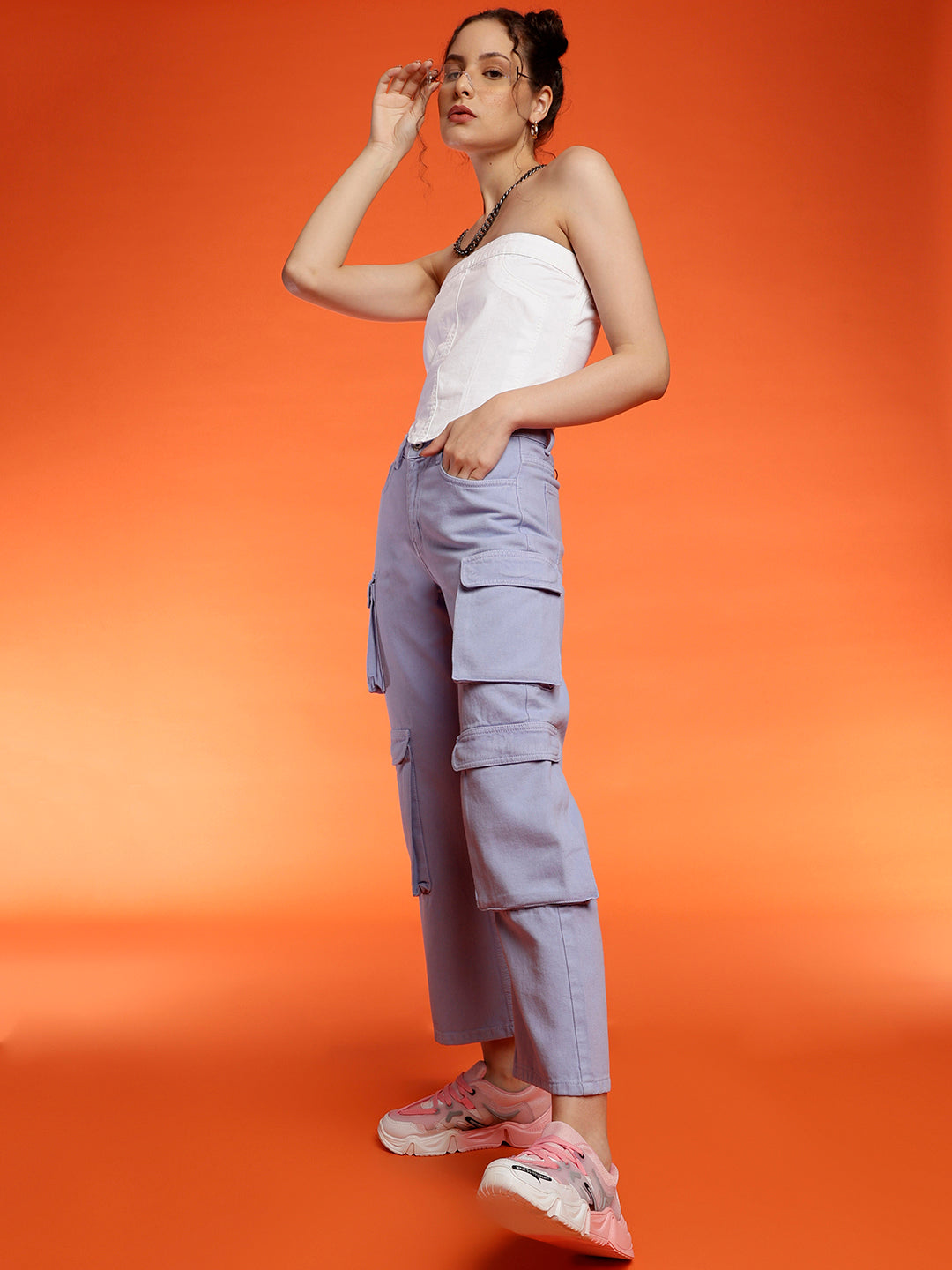 Baggy Cargo Fit Light Purple Jeans