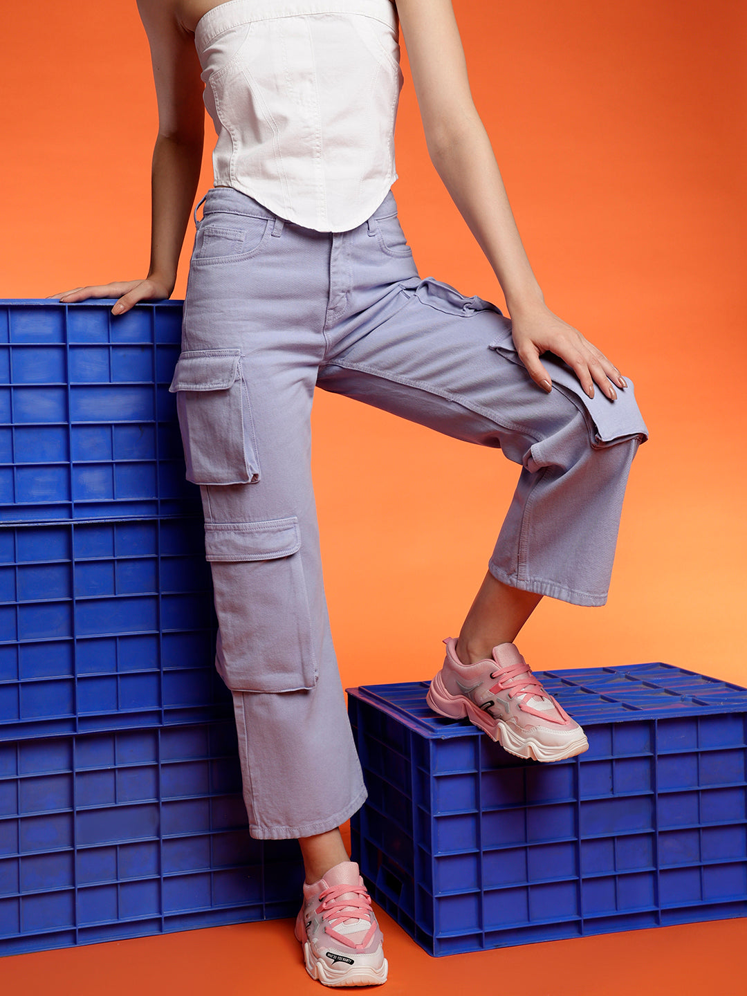 Baggy Cargo Fit Light Purple Jeans