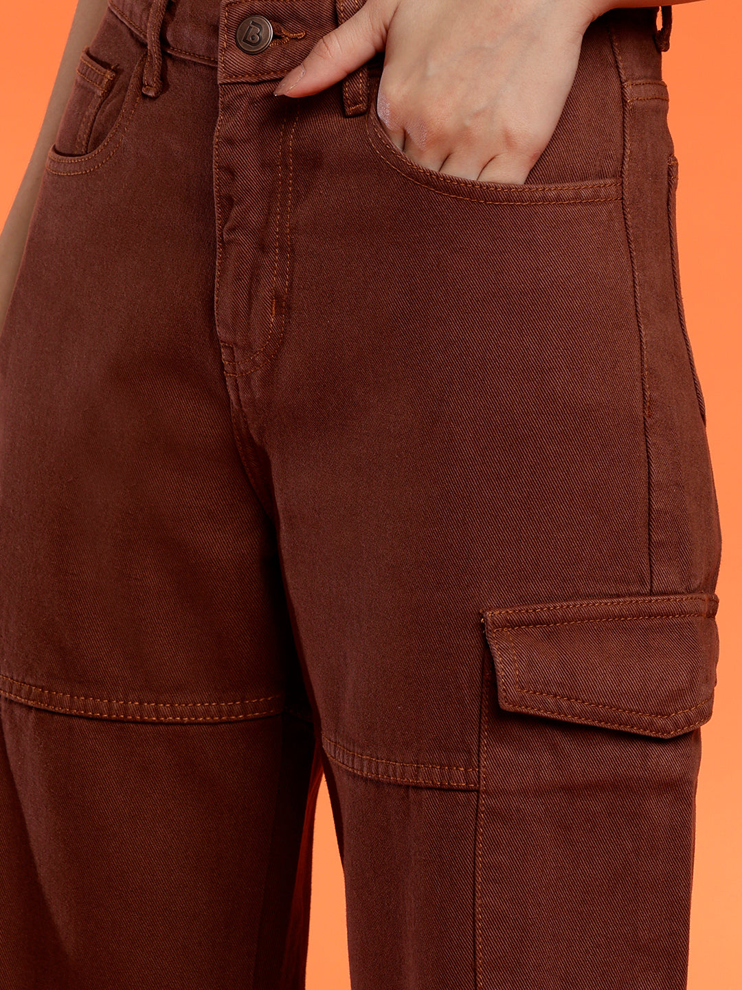 Wide Cargo Fit Dark Brown Jeans