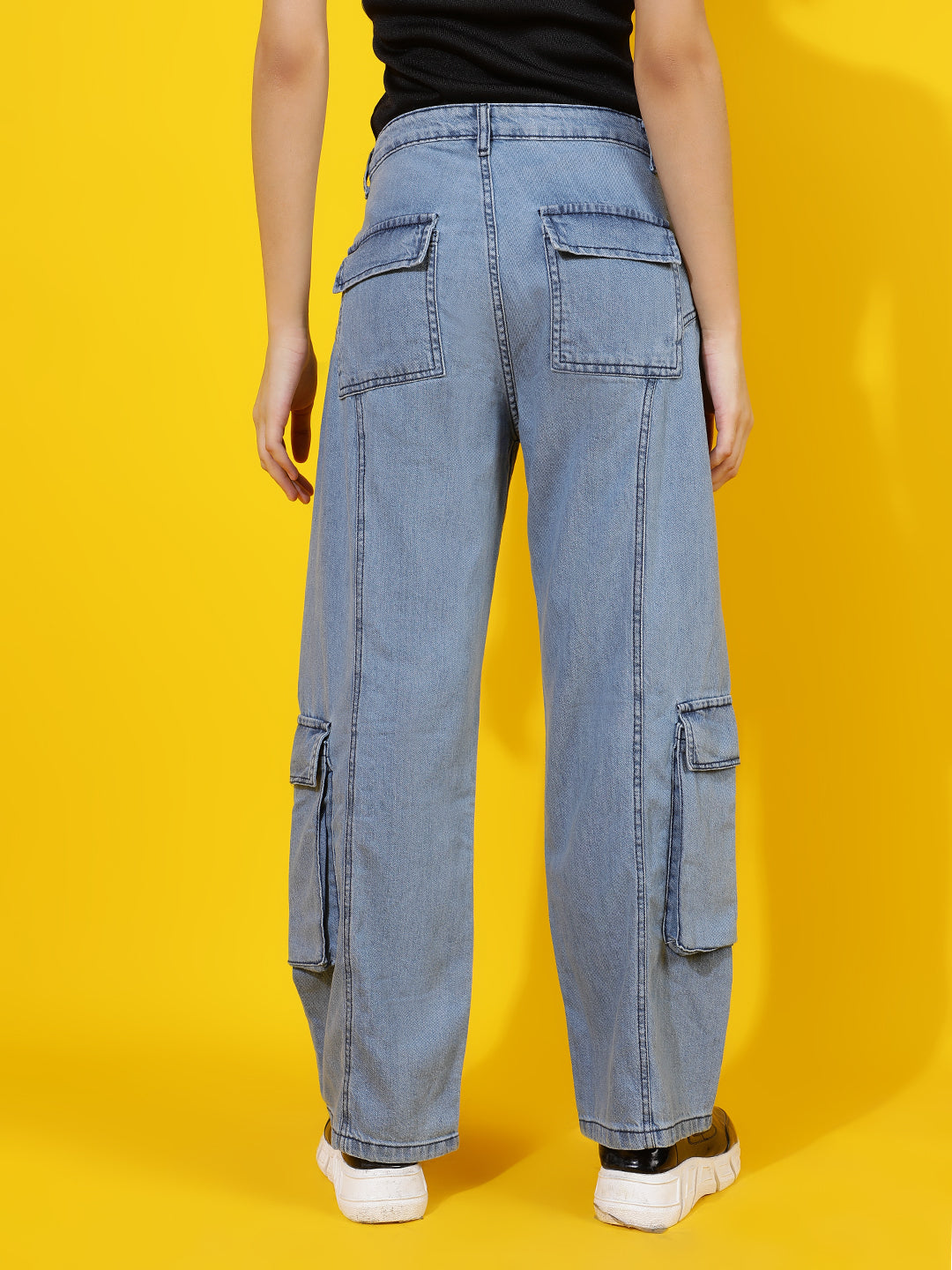 Light Blue Relaxed Fit Denim Cargo Jeans