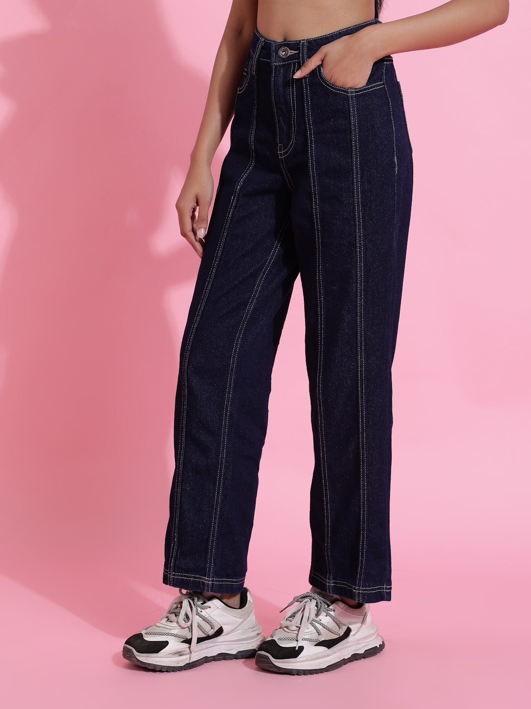 Dark Blue Straight Fit Denim Jeans