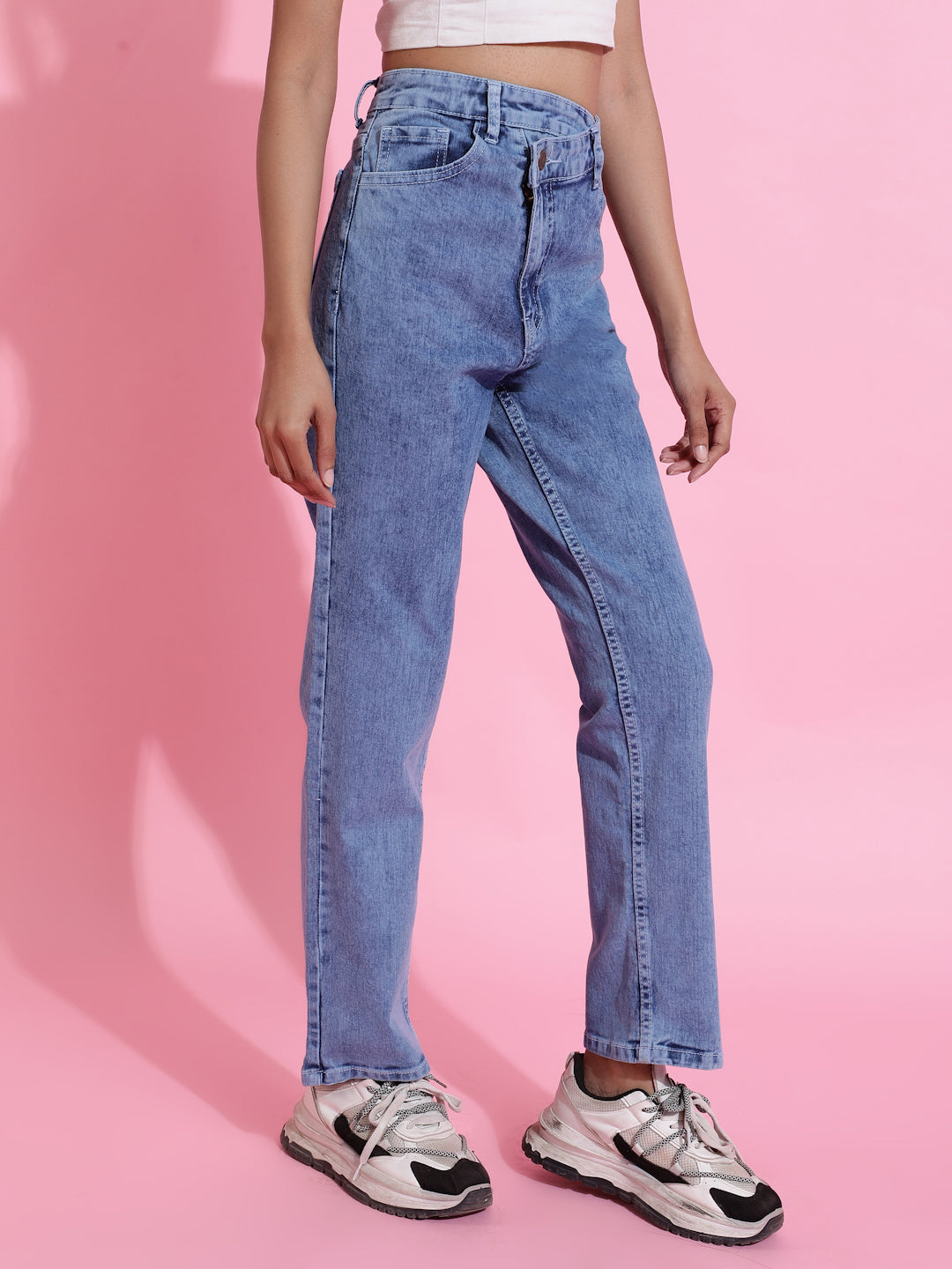Light Blue Straight Fit Denim Jeans