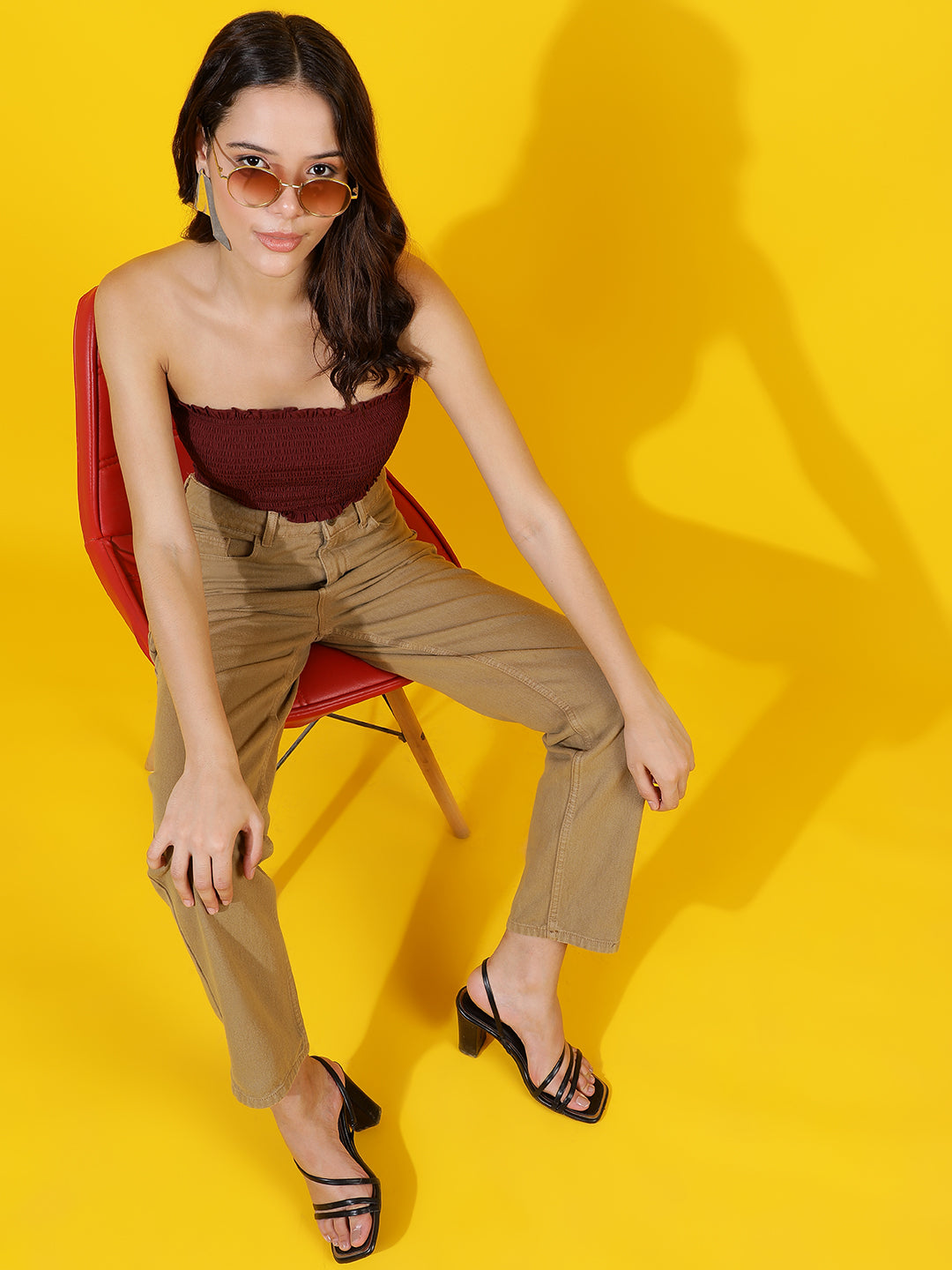 Beige Straight Fit Denim Jeans