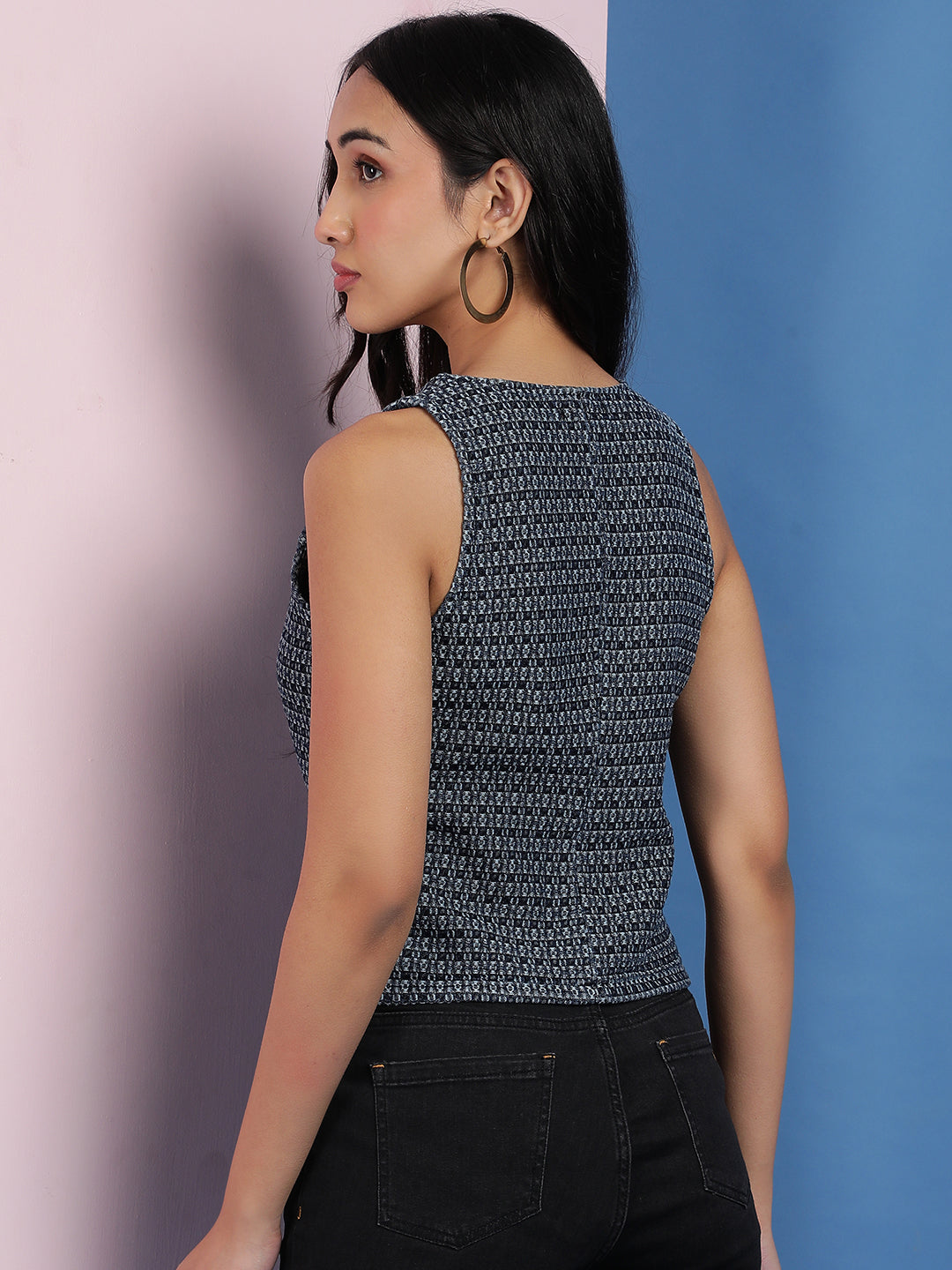 Blue Sleeveless Denim Waistcoat