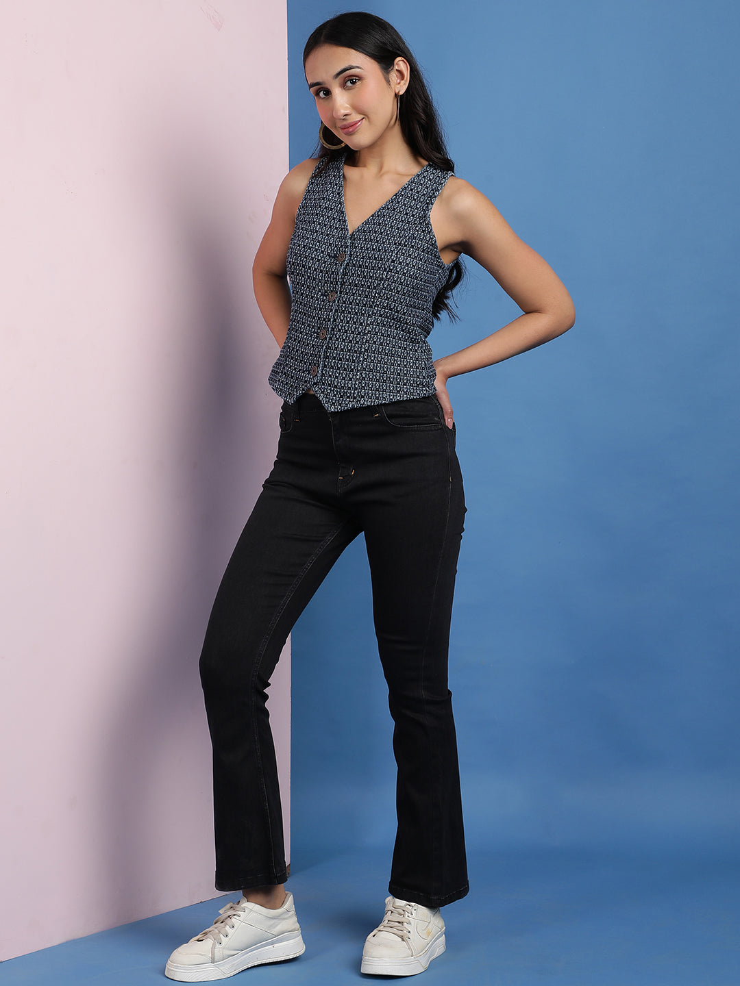 Blue Sleeveless Denim Waistcoat