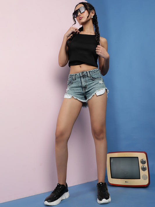 Mid Blue Denim Shorts