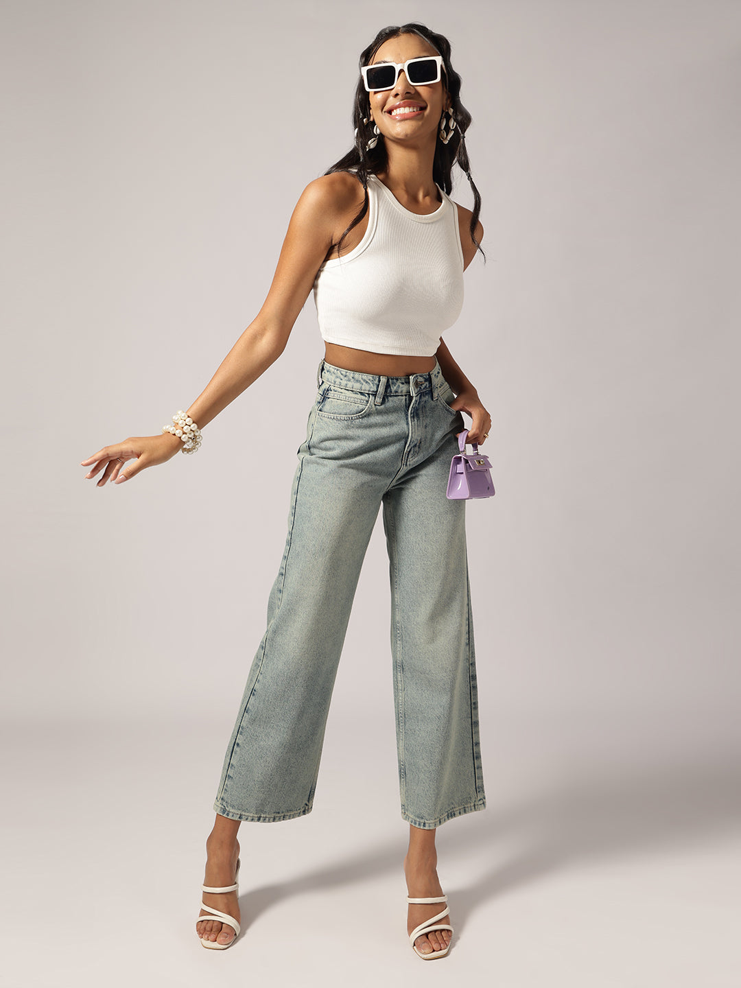 Greyish Blue Relaxed Fit Denim Jeans