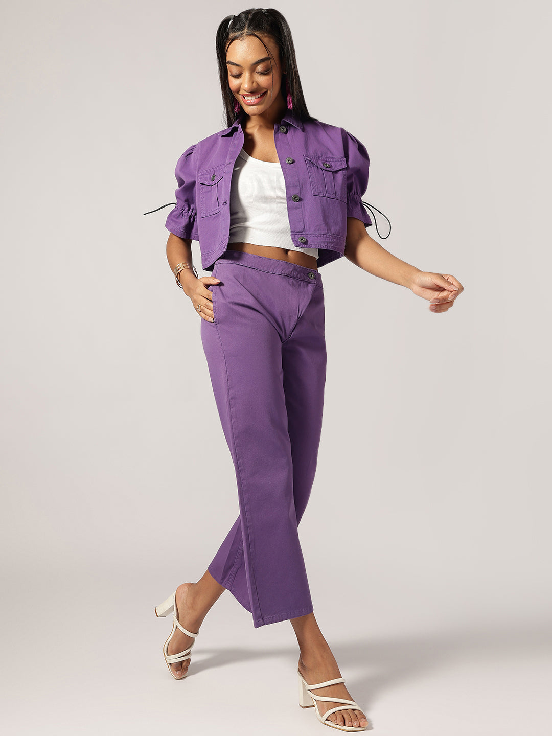Purple Ankle Length Denim Jeans