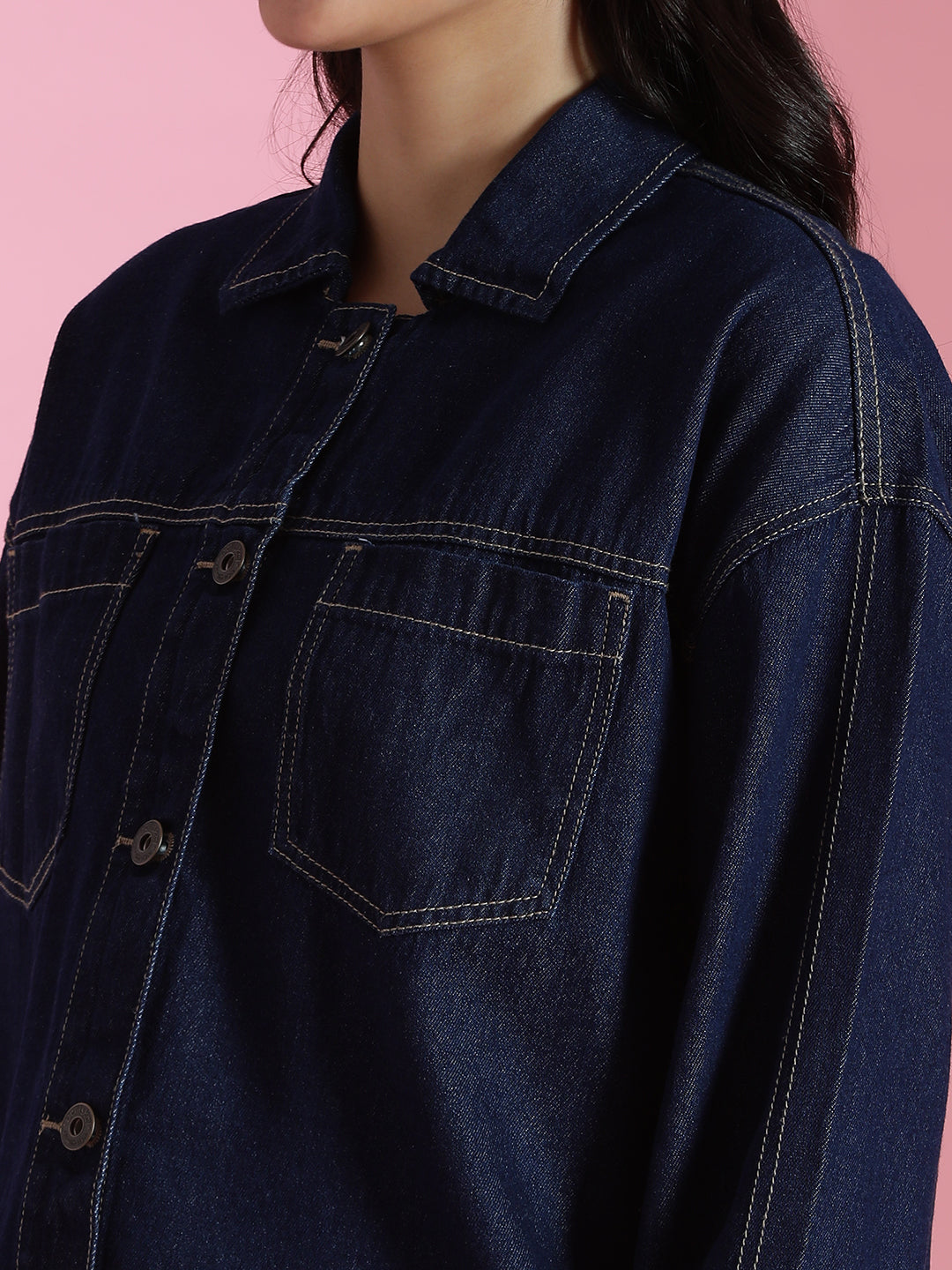 Dark Blue Denim Oversized Shirts