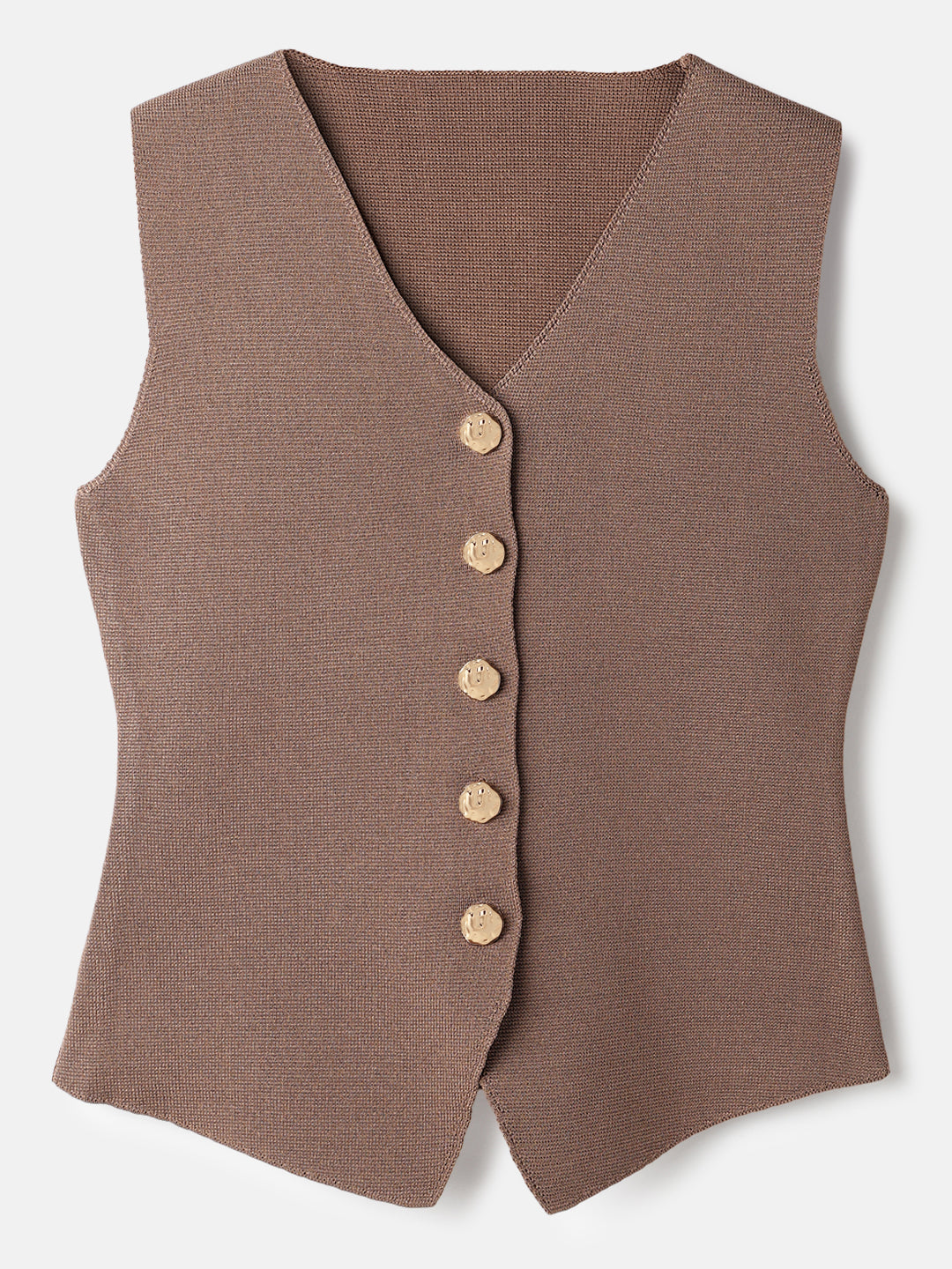Brown Polyester Sleeveless Top
