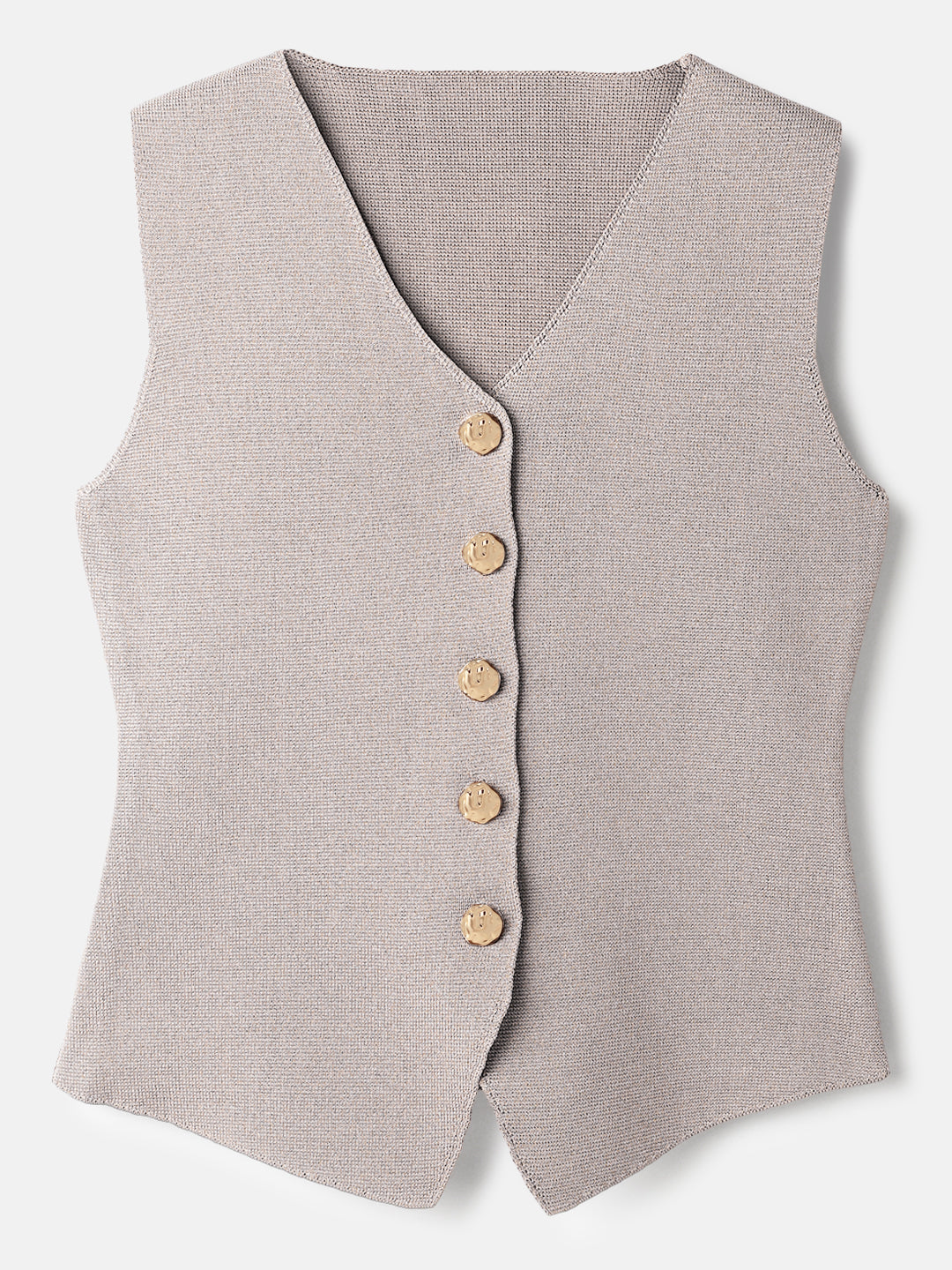Beige Polyester Sleeveless Top
