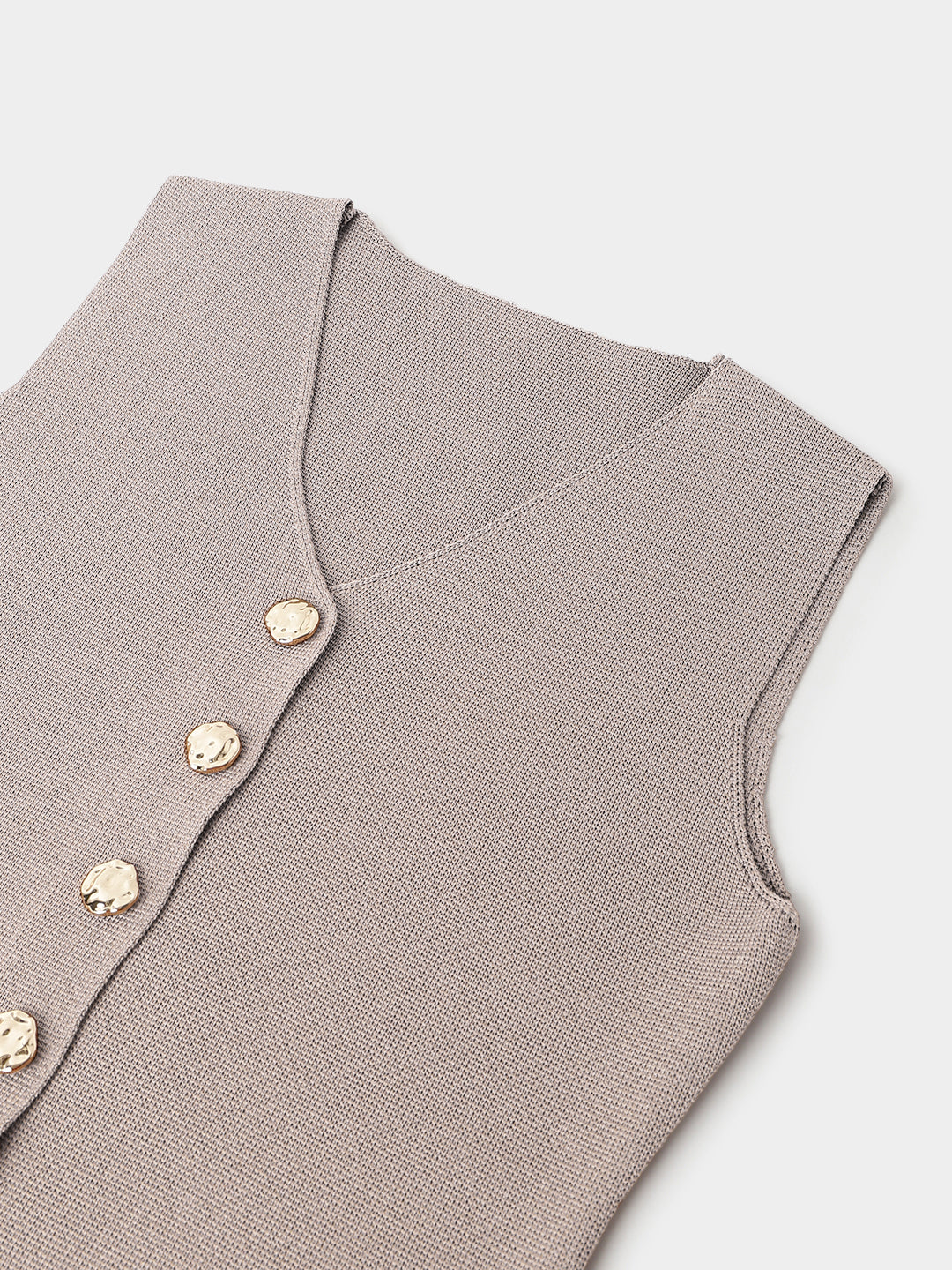 Beige Polyester Sleeveless Top