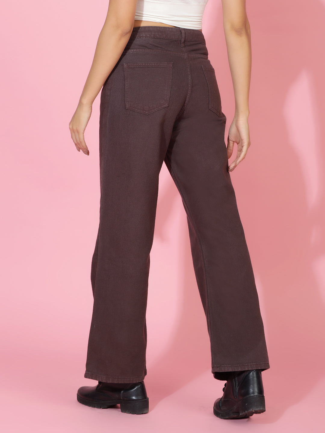 Brown Wide leg Relaxed Fit Denim Jeans