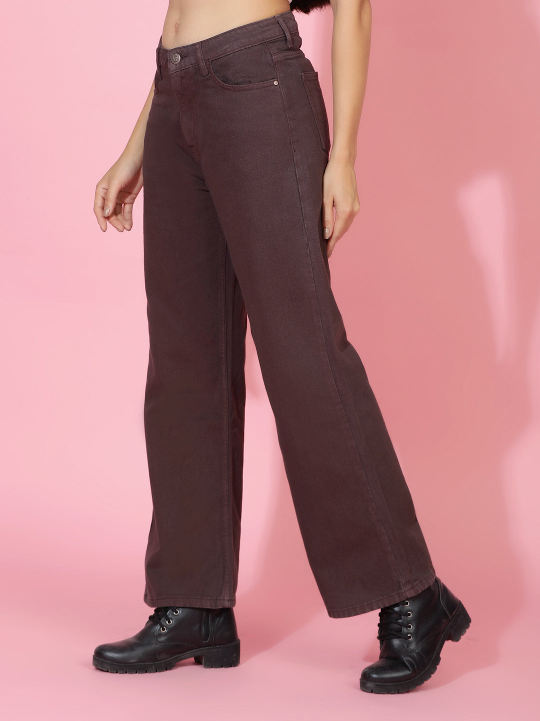 Brown Wide leg Relaxed Fit Denim Jeans