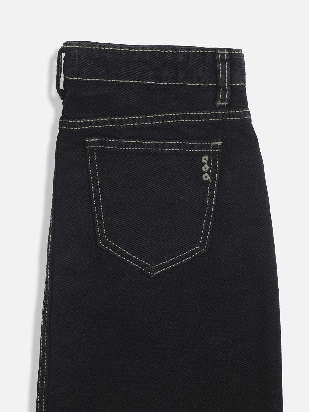 Black Denim Knee-Length Skirt