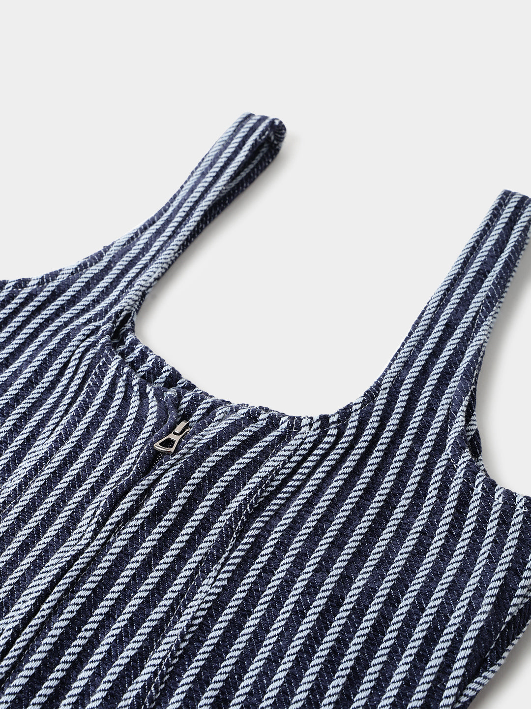 Blue Denim Striped Mini Dress