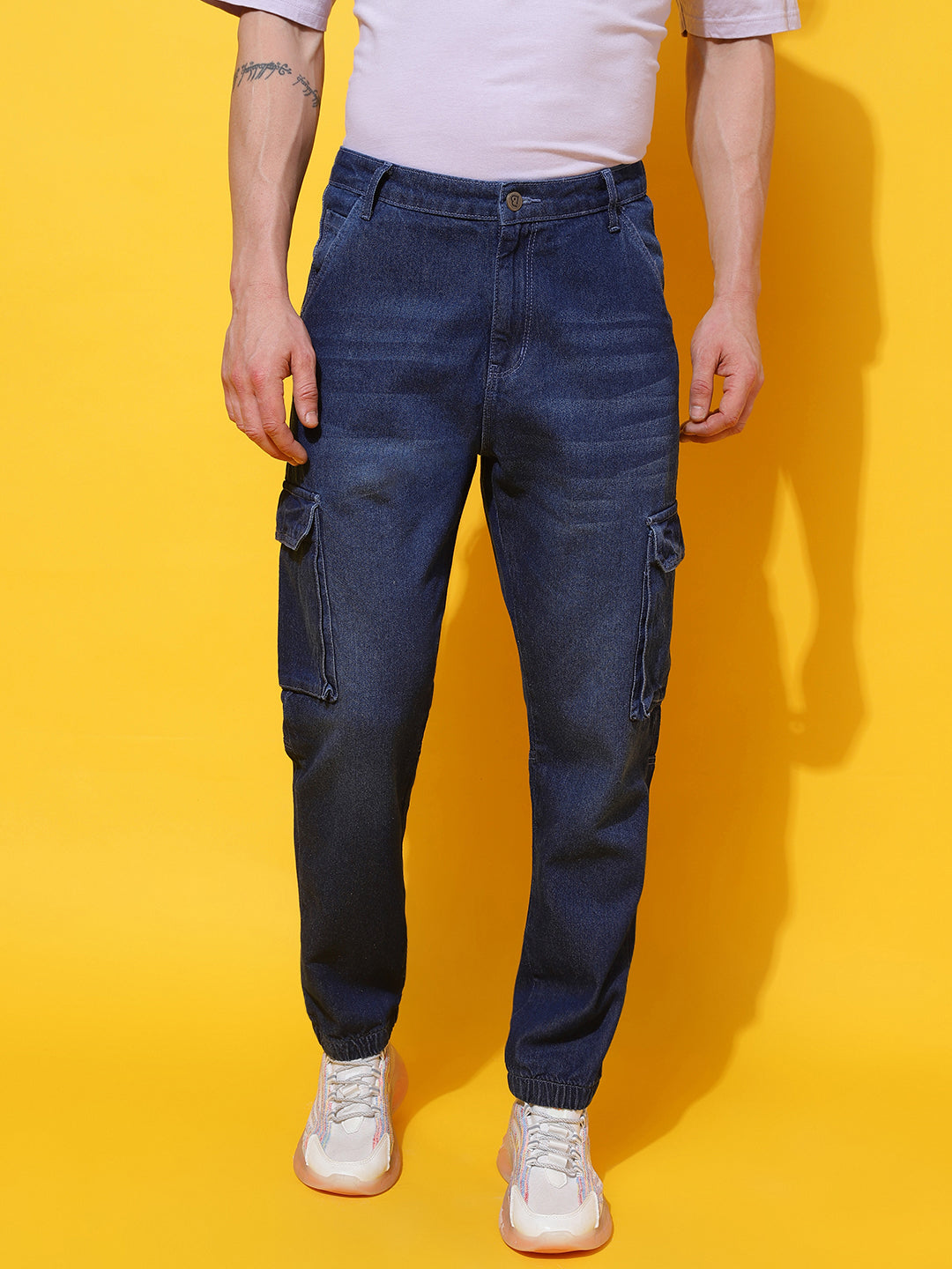 Mid Blue Slim Fit Denim Joggers