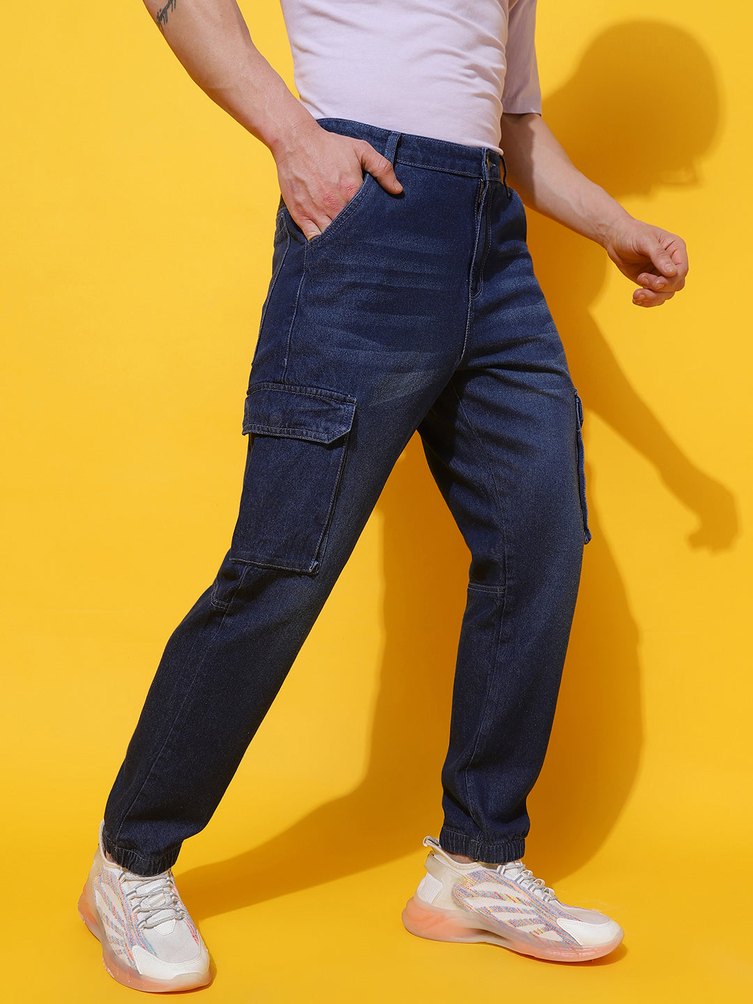 Mid Blue Slim Fit Denim Joggers