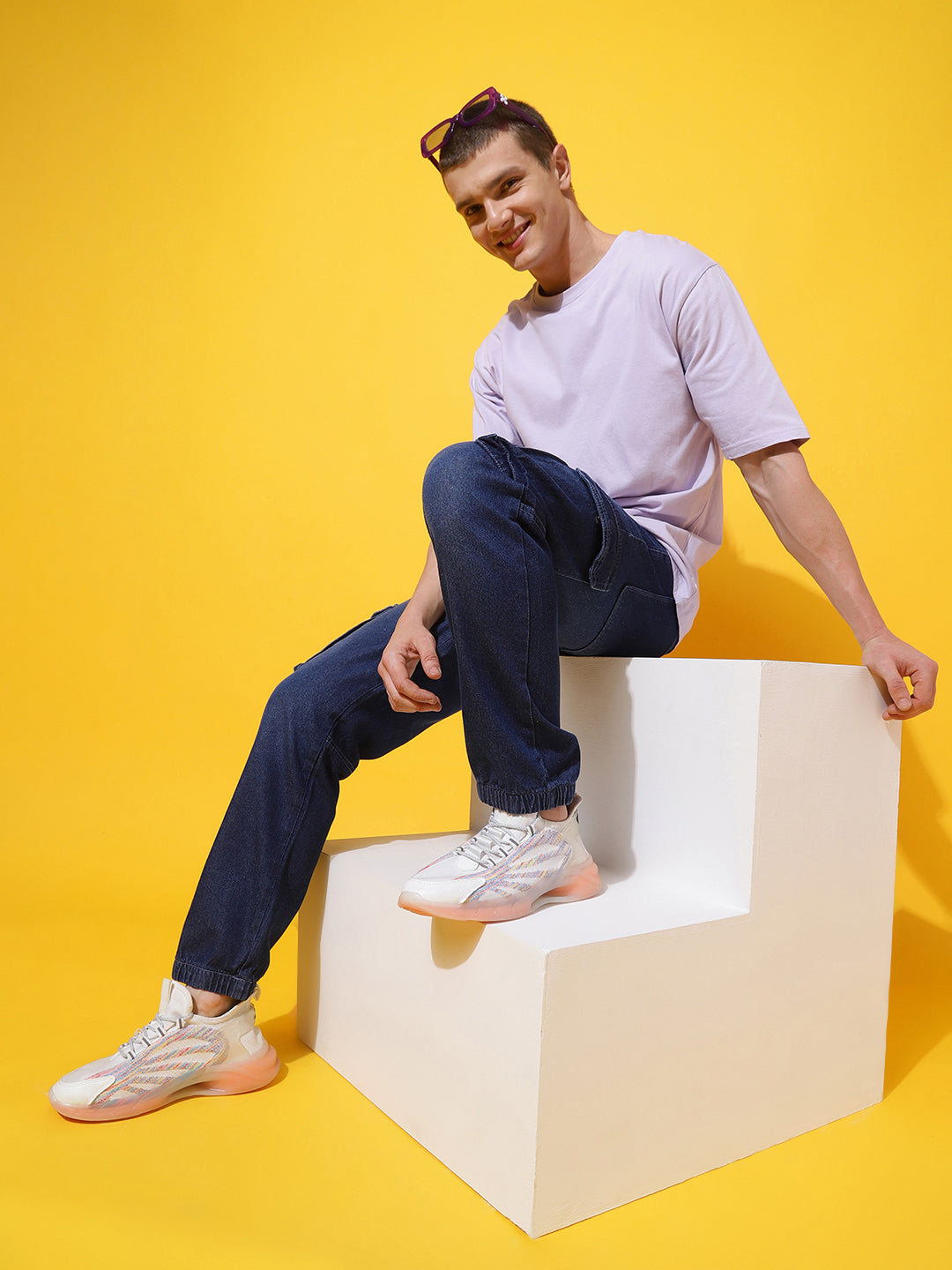Mid Blue Slim Fit Denim Joggers