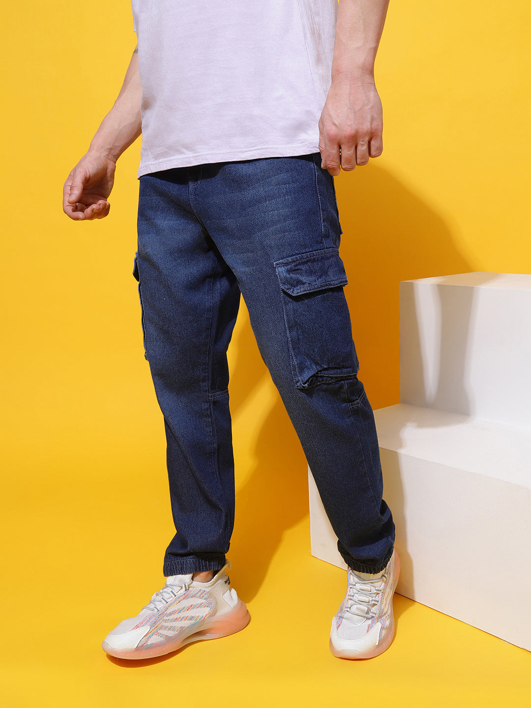 Mid Blue Slim Fit Denim Joggers