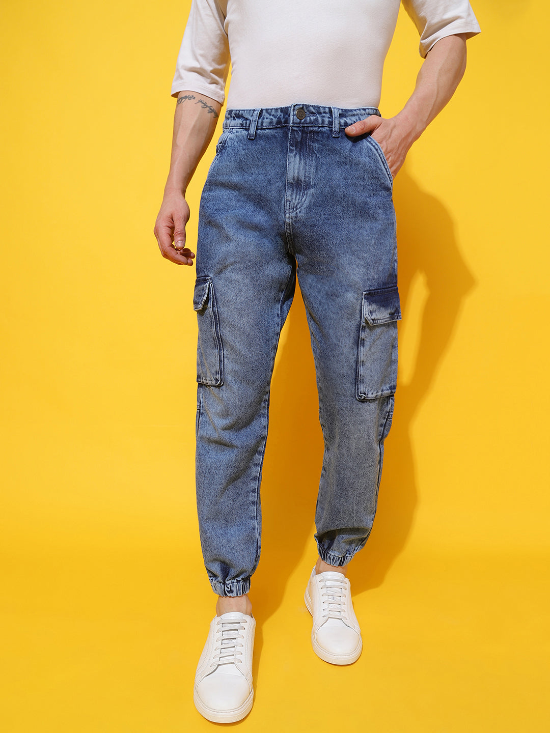 Blue Slim Fit Denim Joggers