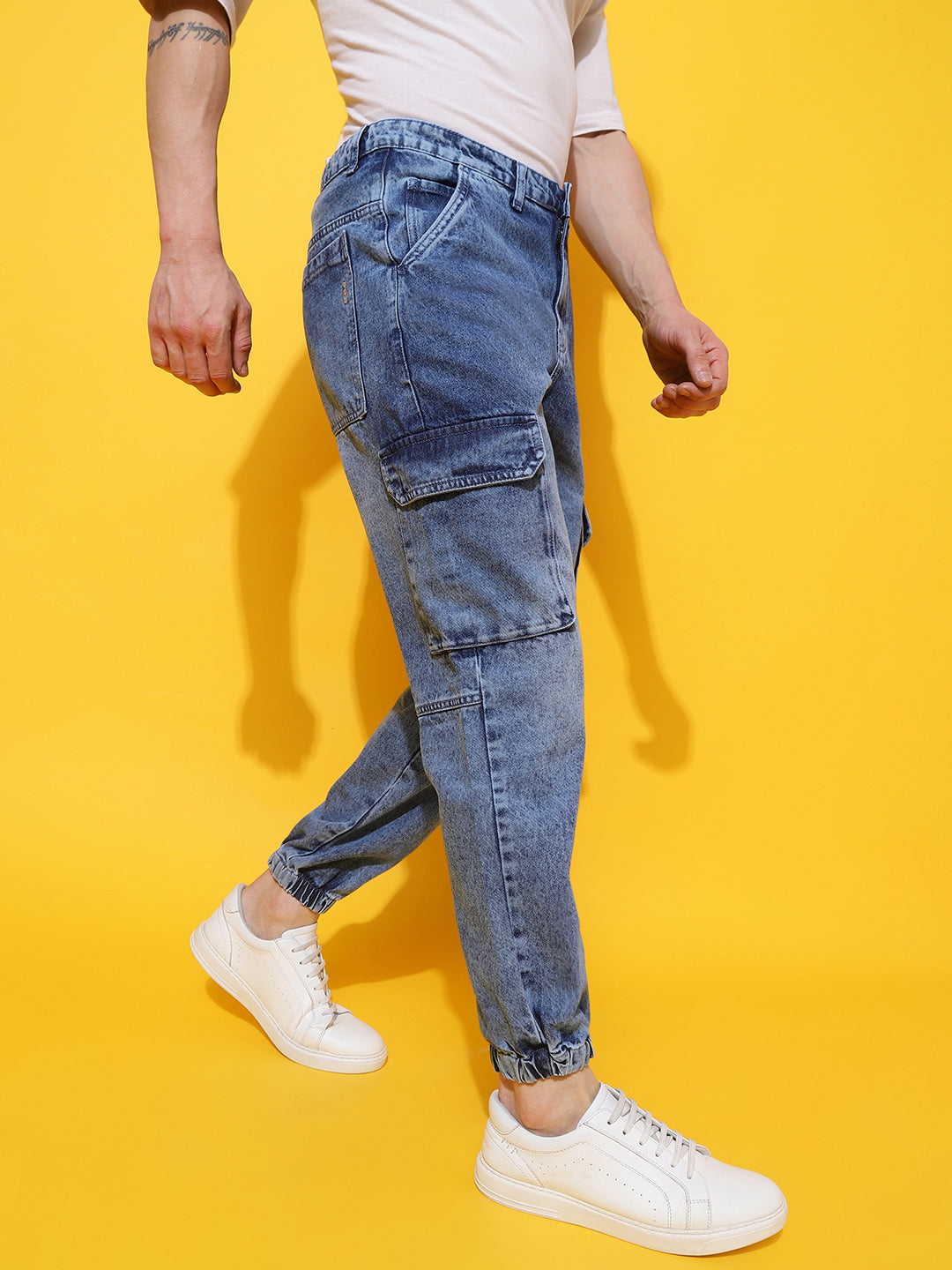 Blue Slim Fit Denim Joggers