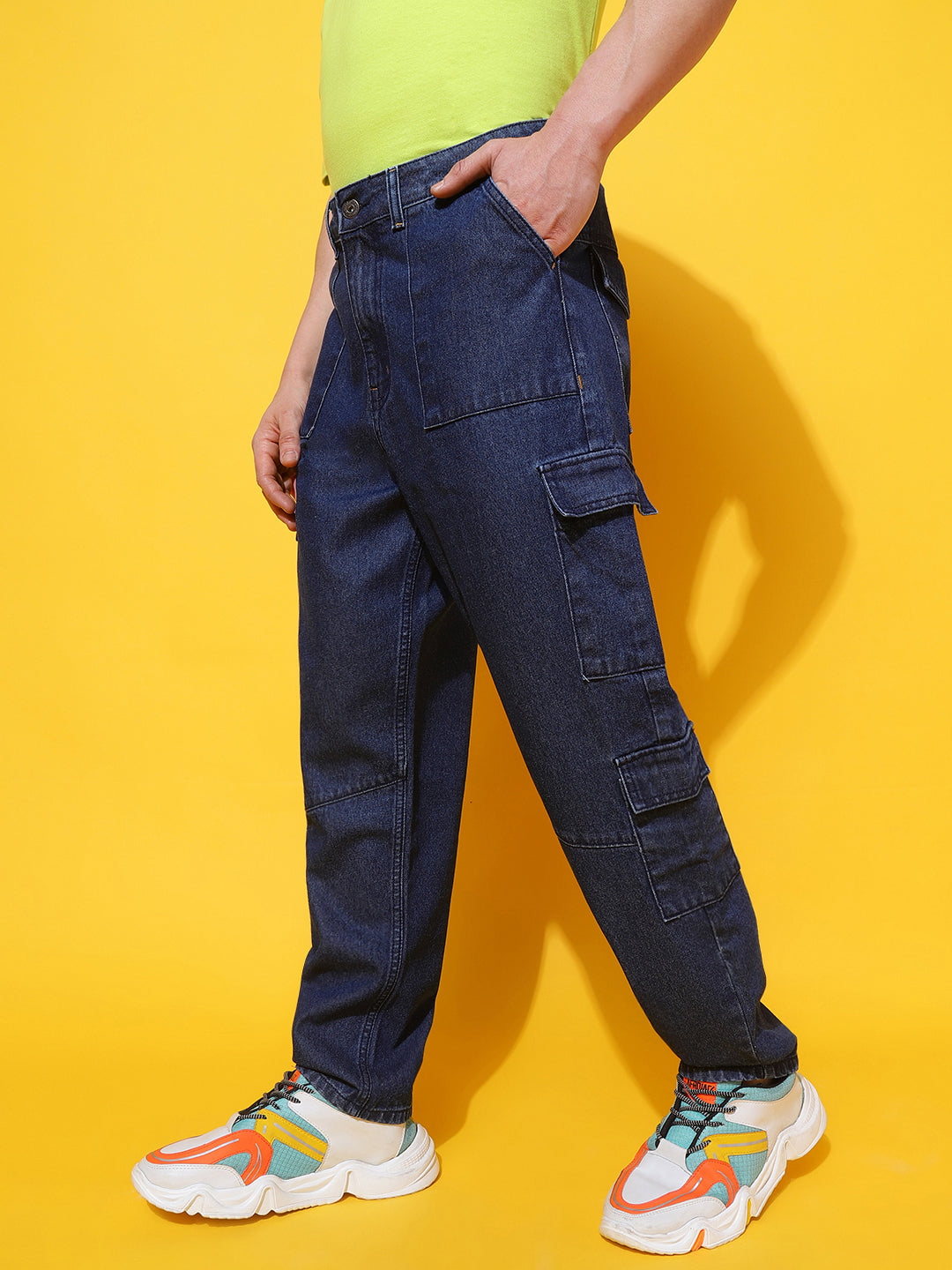 Mid Blue Cargo Fit Jeans