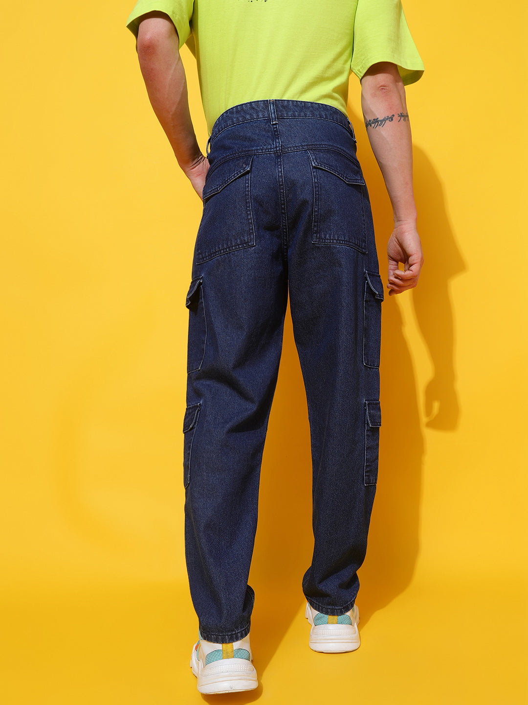 Mid Blue Cargo Fit Jeans