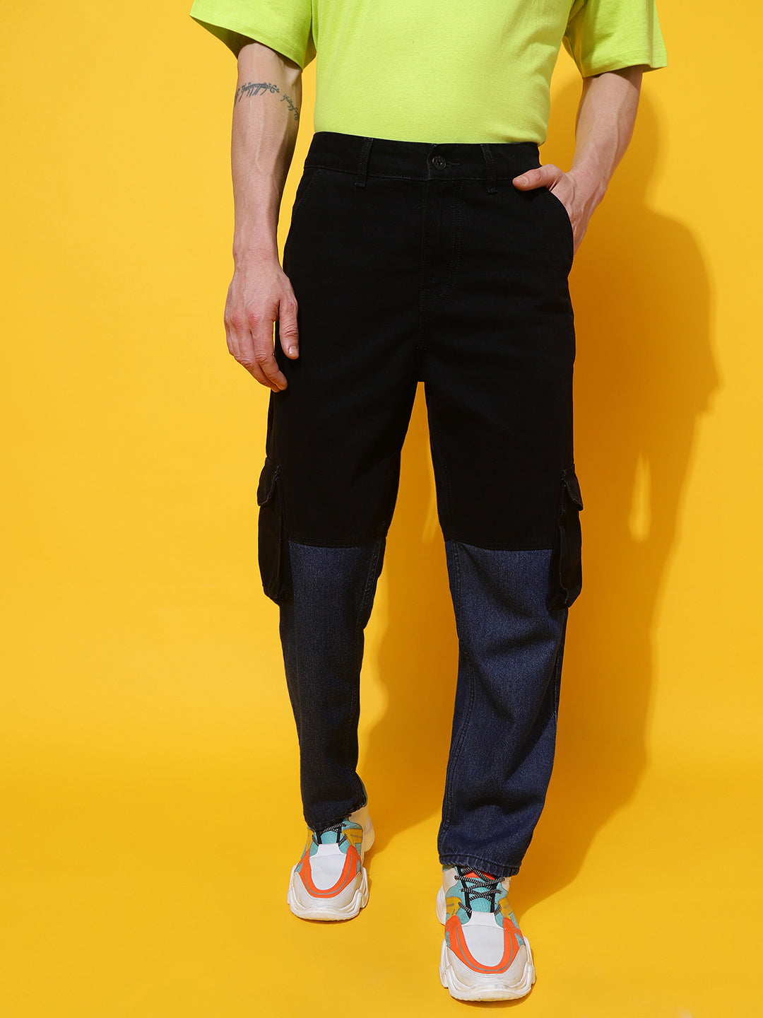Two Toned Baggy Fit Jeans