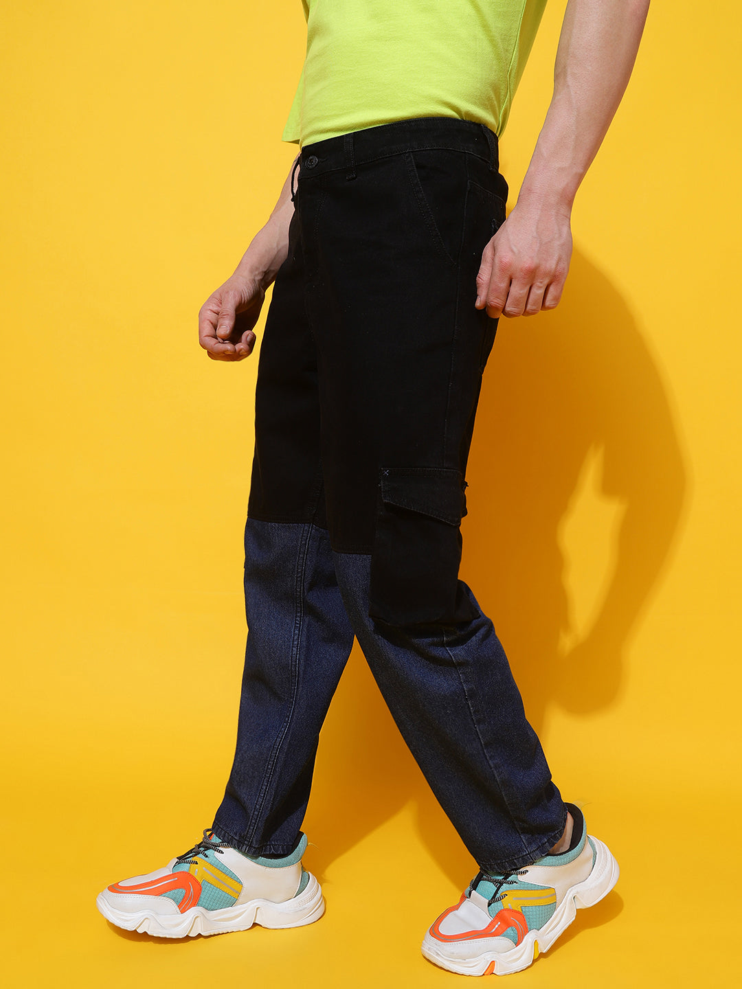 Two Toned Baggy Fit Jeans