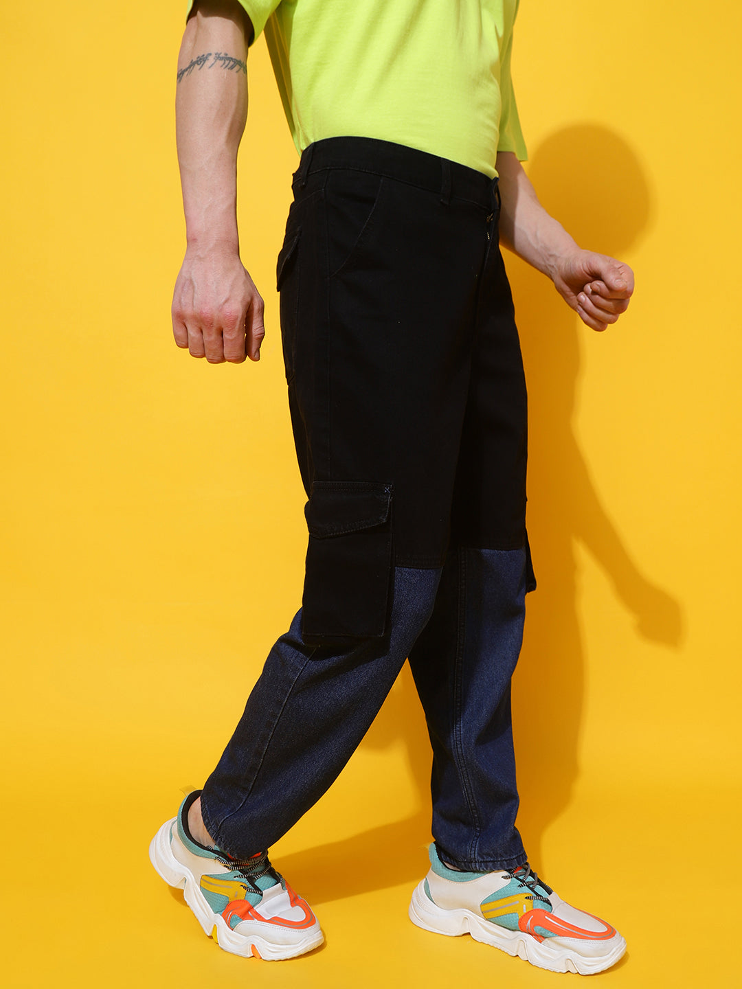 Two Toned Baggy Fit Jeans