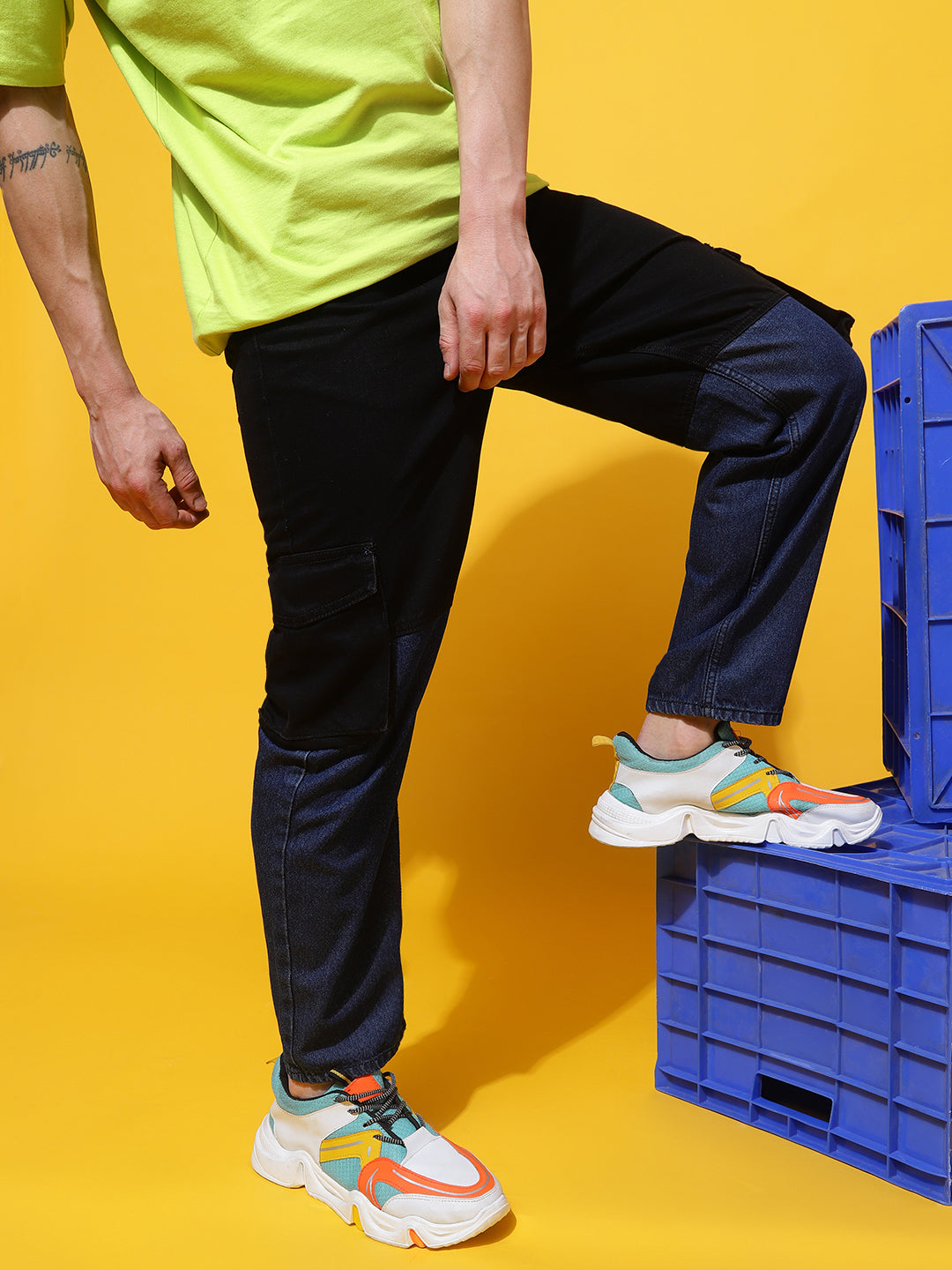 Two Toned Baggy Fit Jeans