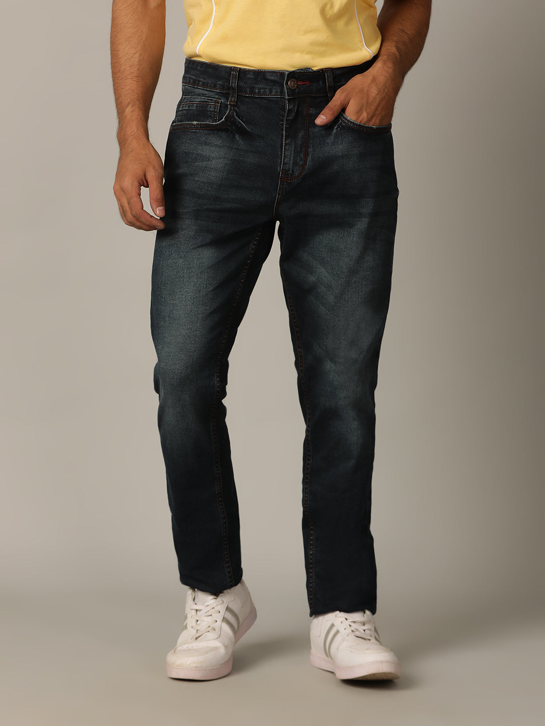 Dark Blue Solid Denim Jeans