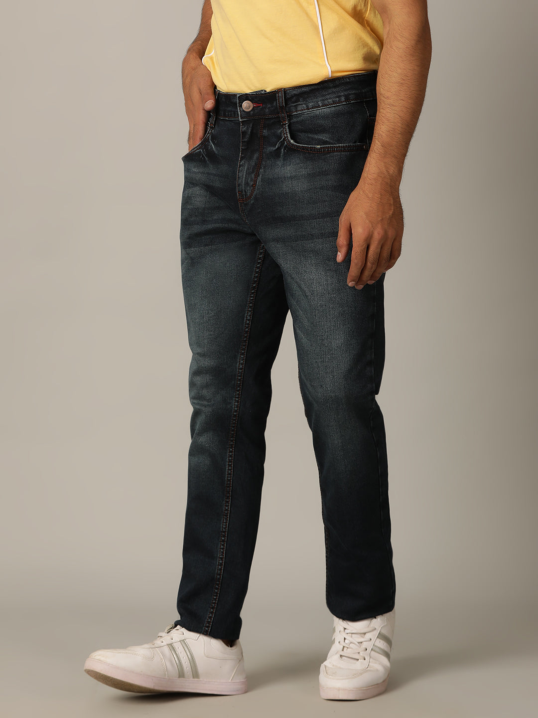 Dark Blue Solid Denim Jeans