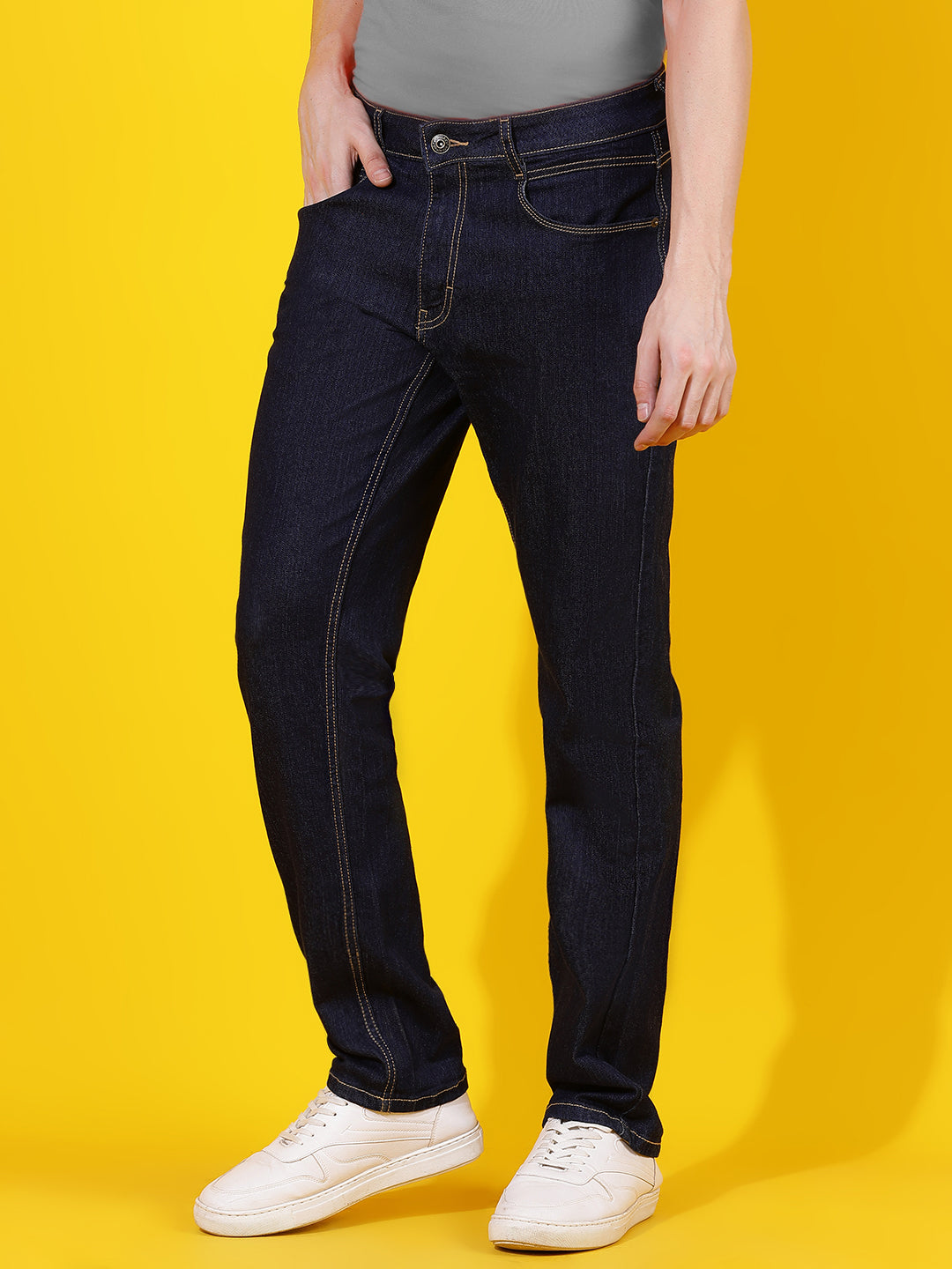 Dark Blue Straight Fit Denim Jeans