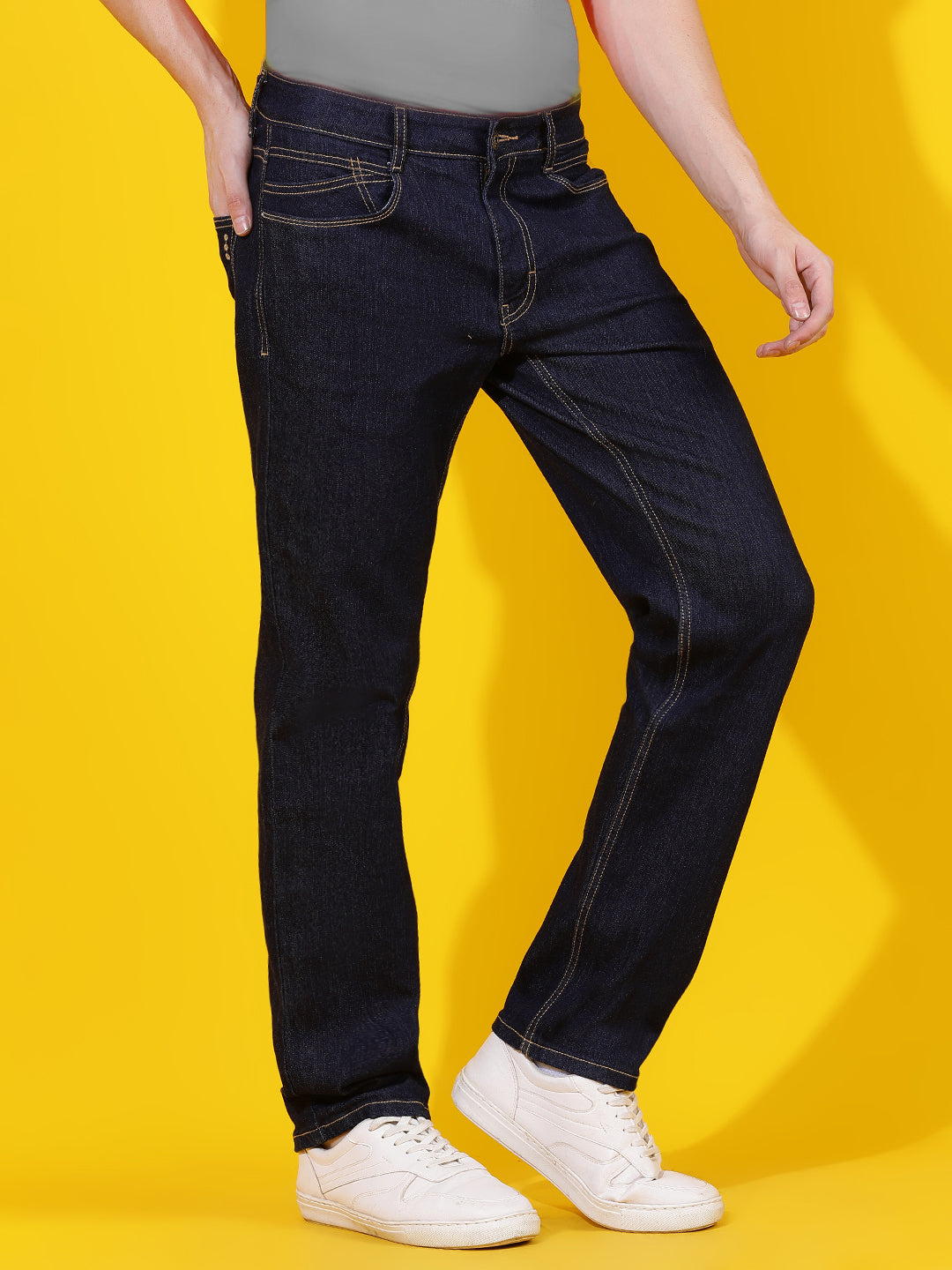Dark Blue Straight Fit Denim Jeans