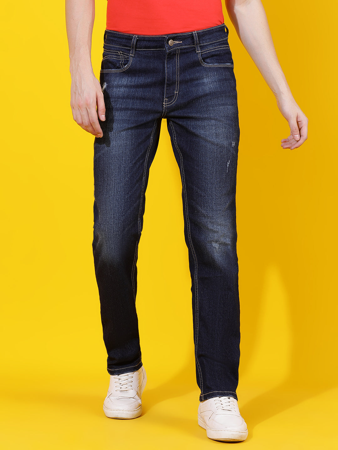 Dark Blue Straight Fit Denim Jeans