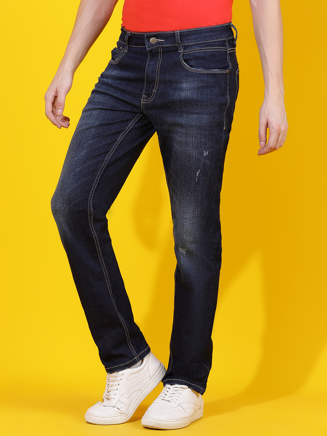 Dark Blue Straight Fit Denim Jeans