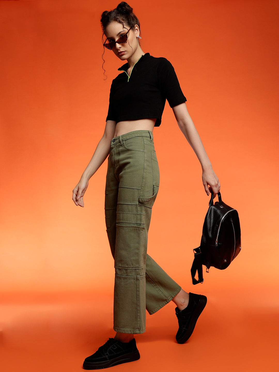 Green Baggy Cargo Fit Jeans