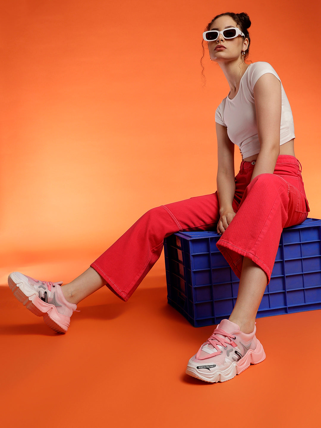 Pink Wide Cargo Fit Jeans