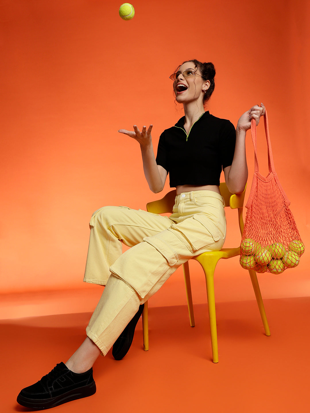 Baggy Cargo Fit Yellow Jeans