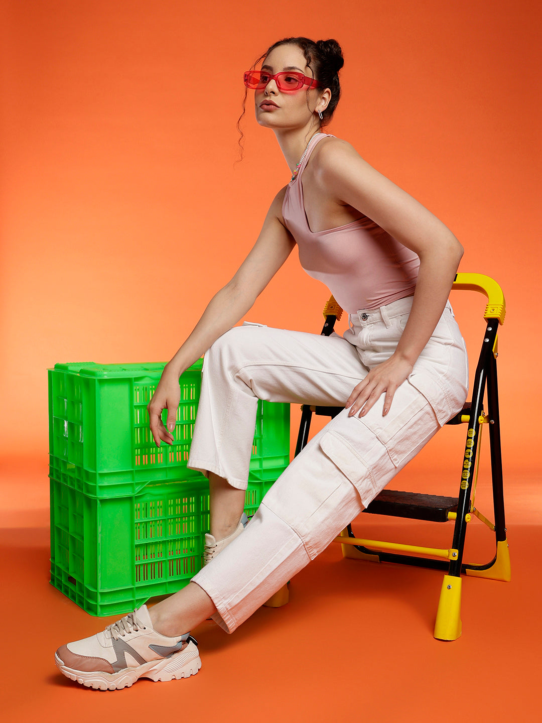 White Cargo Fit Jeans