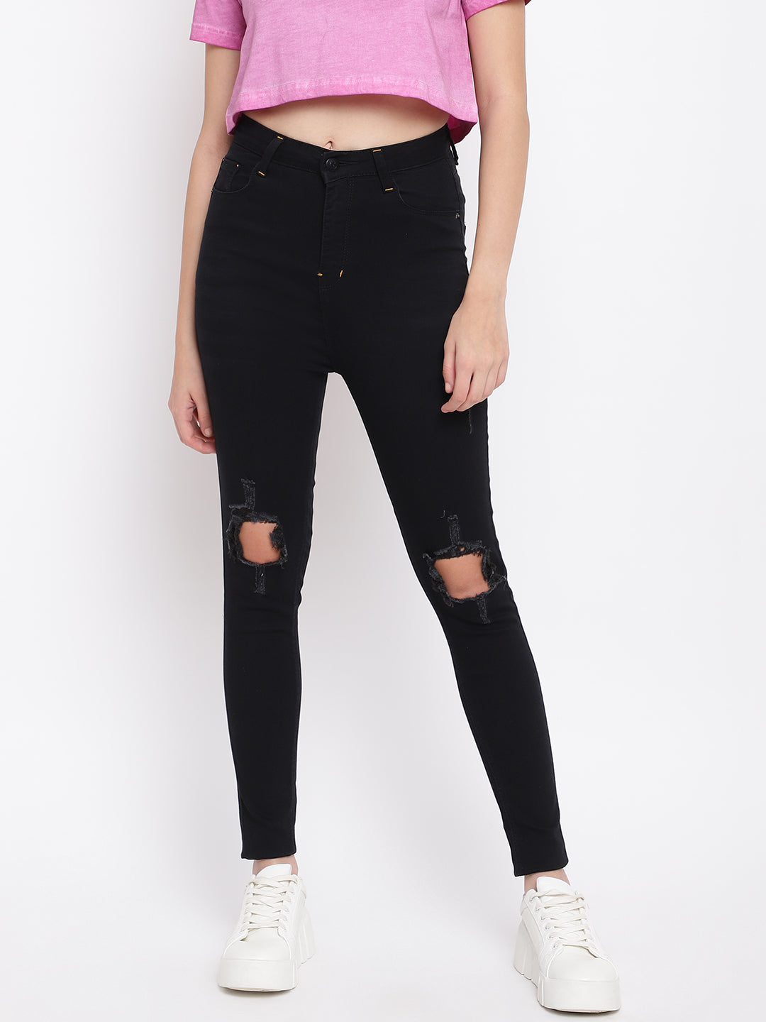 Distressed High Waist Jeans