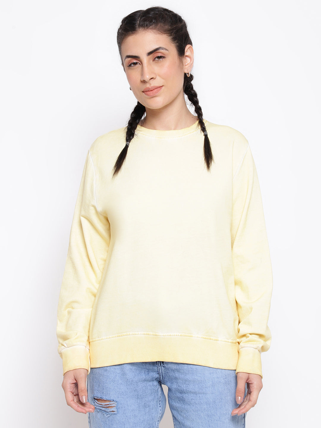 Light Yellow Cotton Sweatshirt