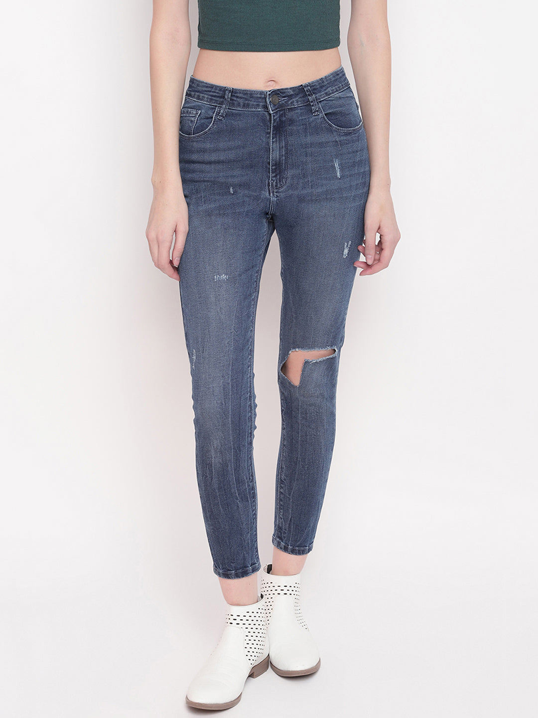 Distressed Blue Skinny Jeans
