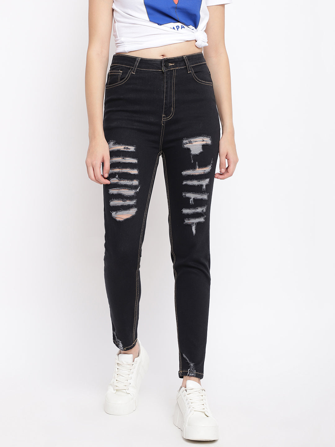 Black High Waist Denim Jeans