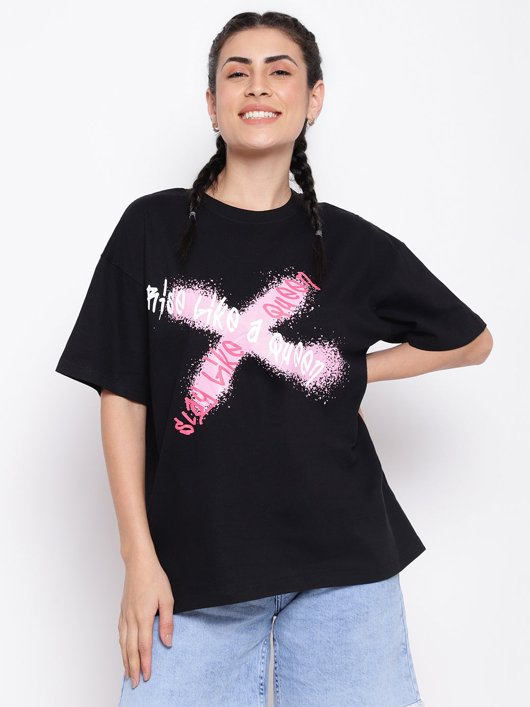 Black Oversized Printed T-shirt
