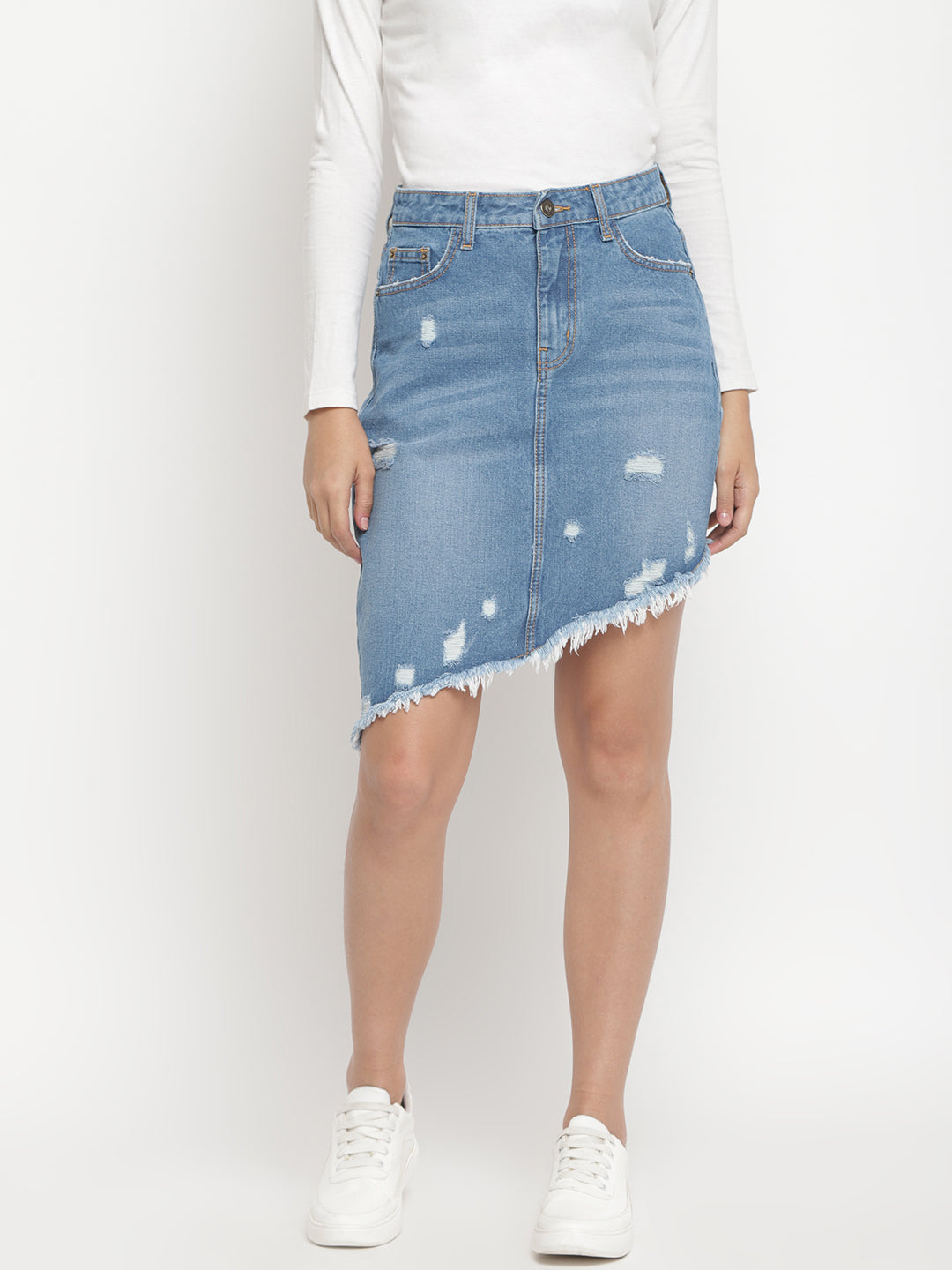 Women Mid Blue Denim Skirt
